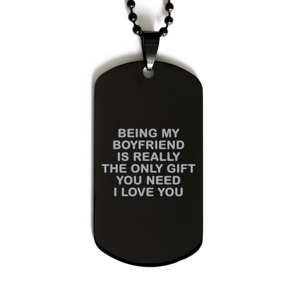 To My Boyfriend Black Dog Tag, I Love You, Valentines Gifts For Boyfriend From Girlfriend, Birthday Gifts For Men