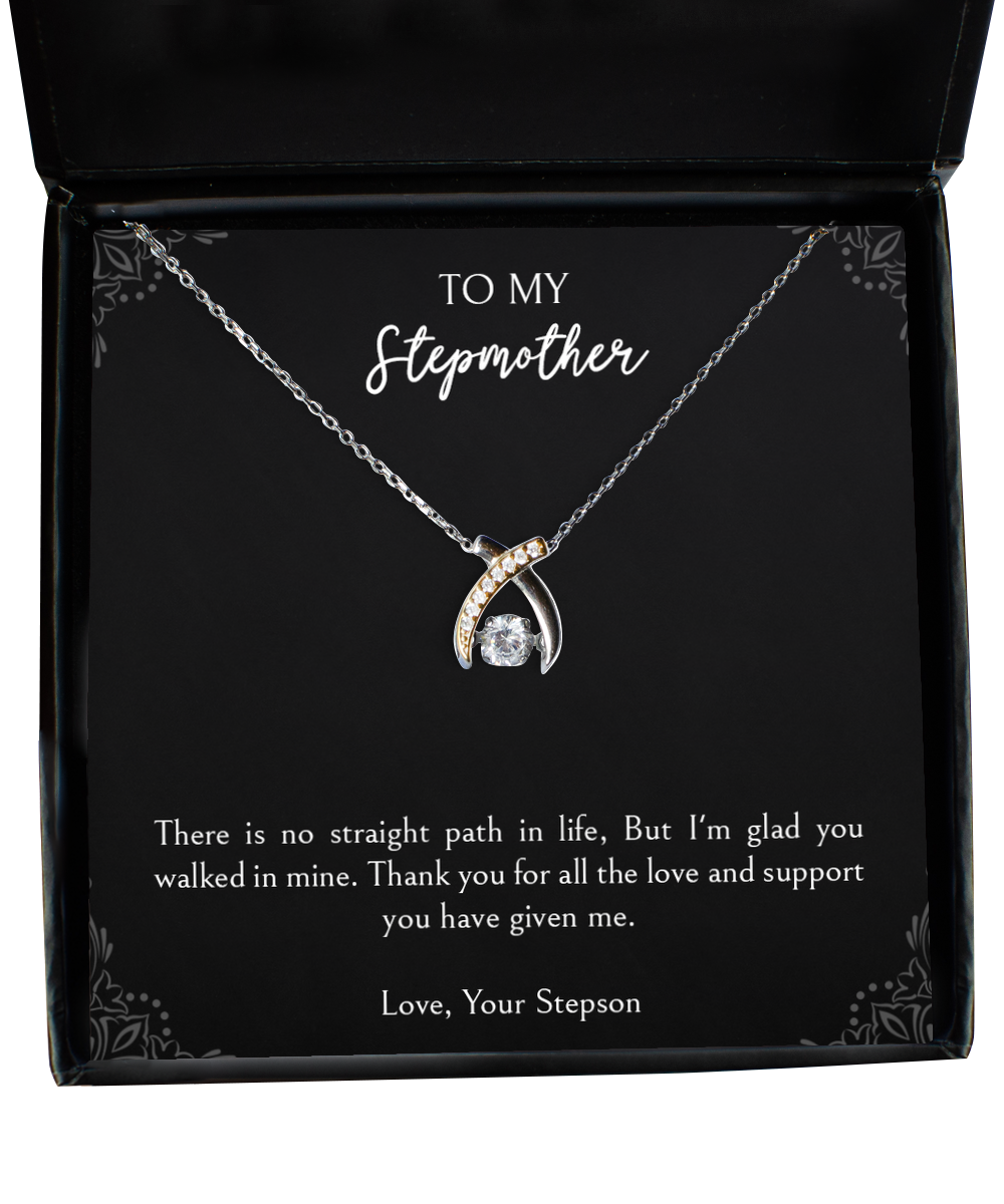 To My Stepmother Gifts, Thank You For All The Love, Wishbone Dancing Necklace For Women, Birthday Mothers Day Present From Stepson
