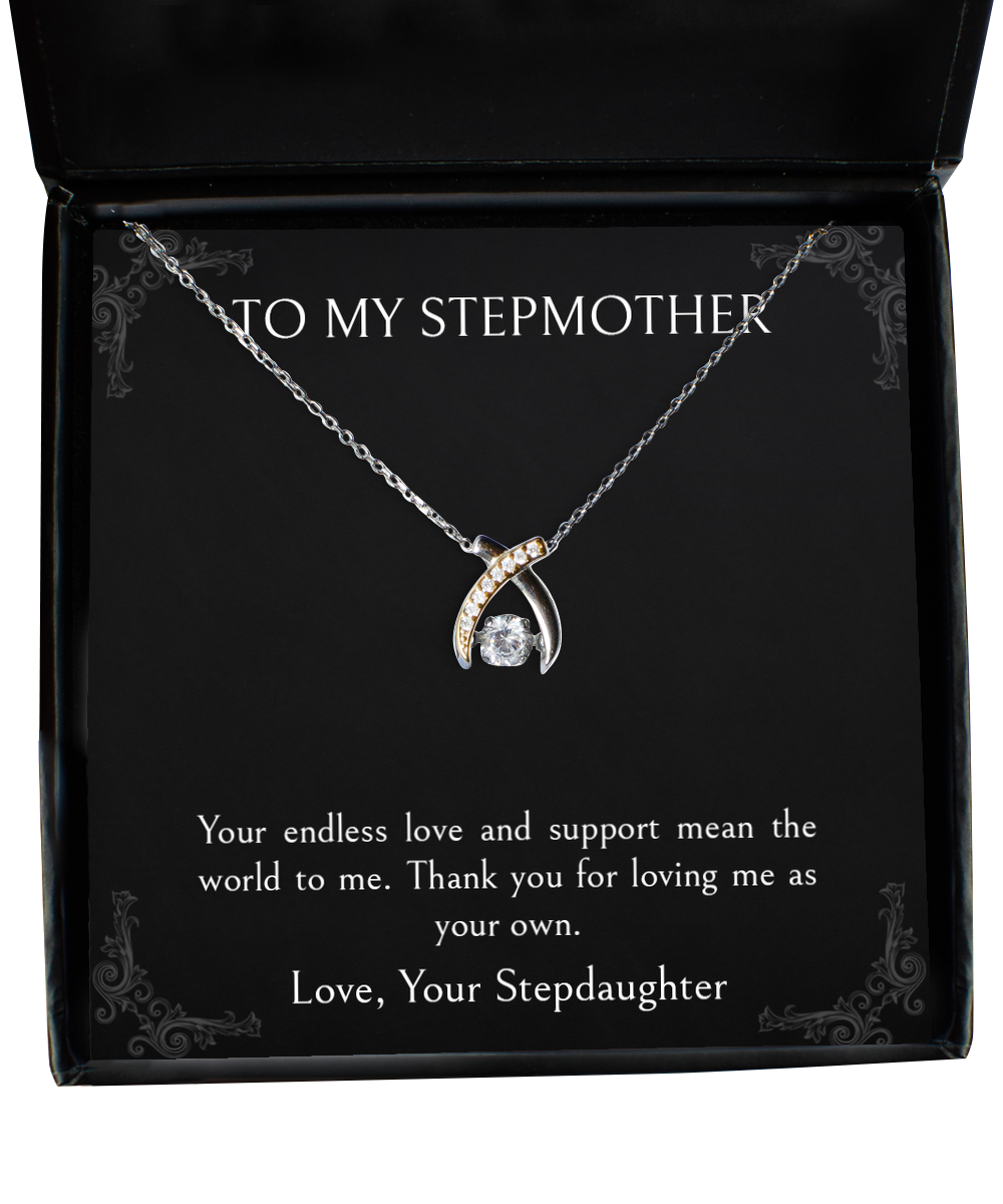 To My Stepmother Gifts, Thank You For Loving Me, Wishbone Dancing Necklace For Women, Birthday Mothers Day Present From Stepdaughter