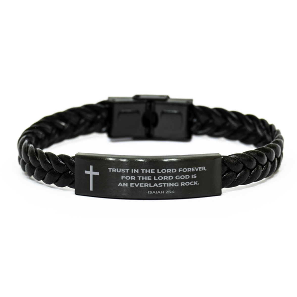 Baptism Gifts For Teenage Boys Girls, Christian Bible Verse Braided Leather Bracelet, Trust in the Lord forever, Catholic Confirmation Gifts for Son, Godson, Grandson, Nephew