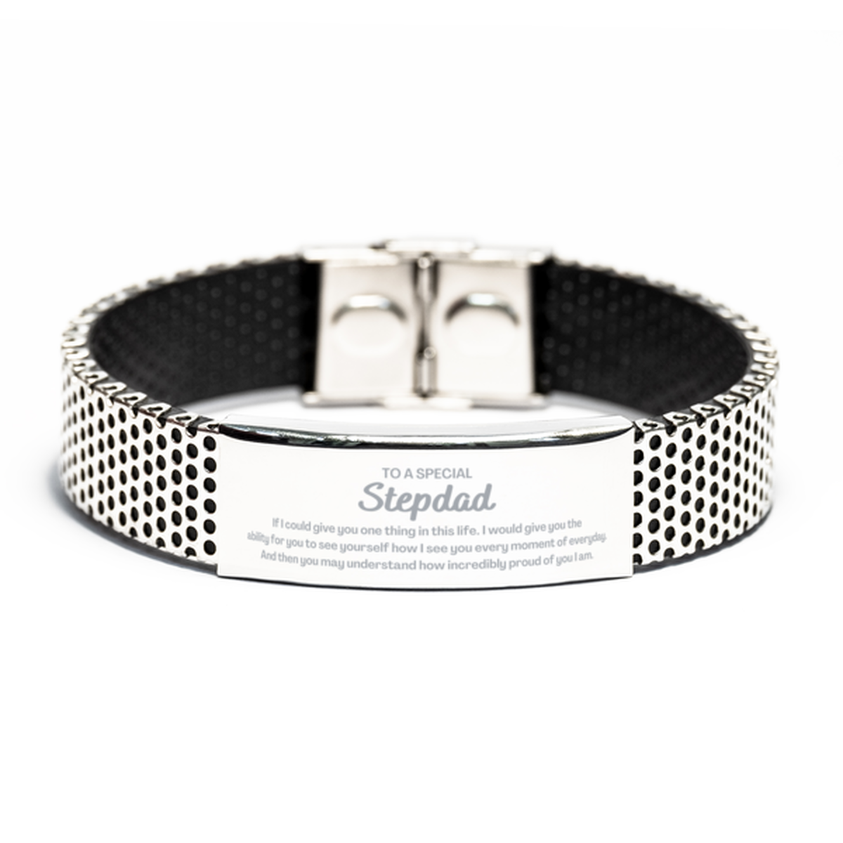 To My Stepdad Stainless Steel Bracelet, Gifts For Stepdad Engraved, Inspirational Gifts for Christmas Birthday, Epic Gifts for Stepdad To A Special Stepdad how incredibly proud of you I am