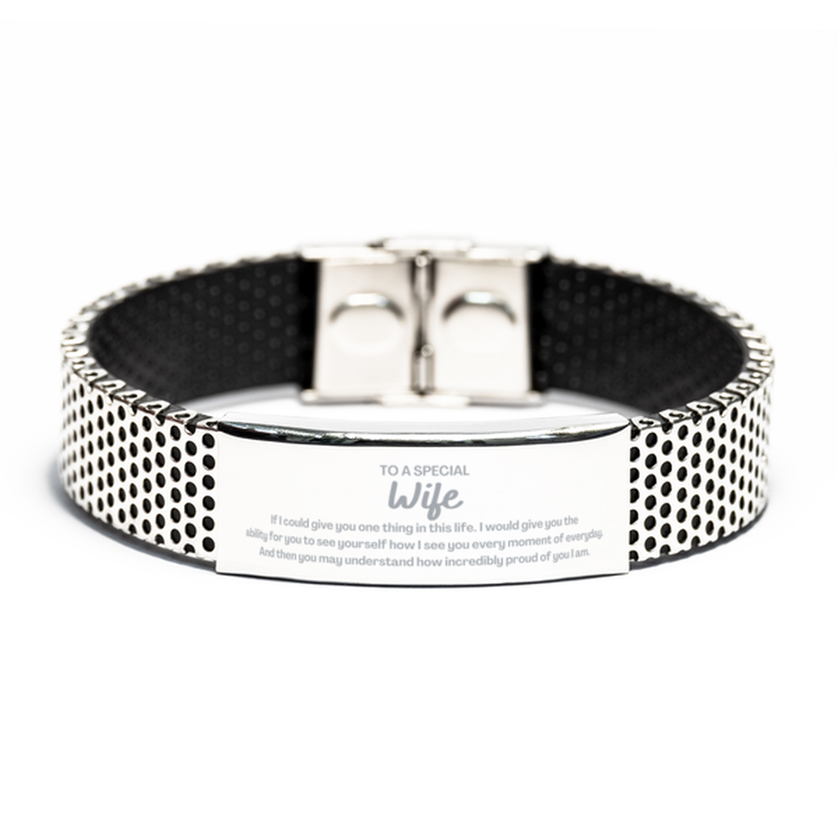 To My Wife Stainless Steel Bracelet, Gifts For Wife Engraved, Inspirational Gifts for Christmas Birthday, Epic Gifts for Wife To A Special Wife how incredibly proud of you I am