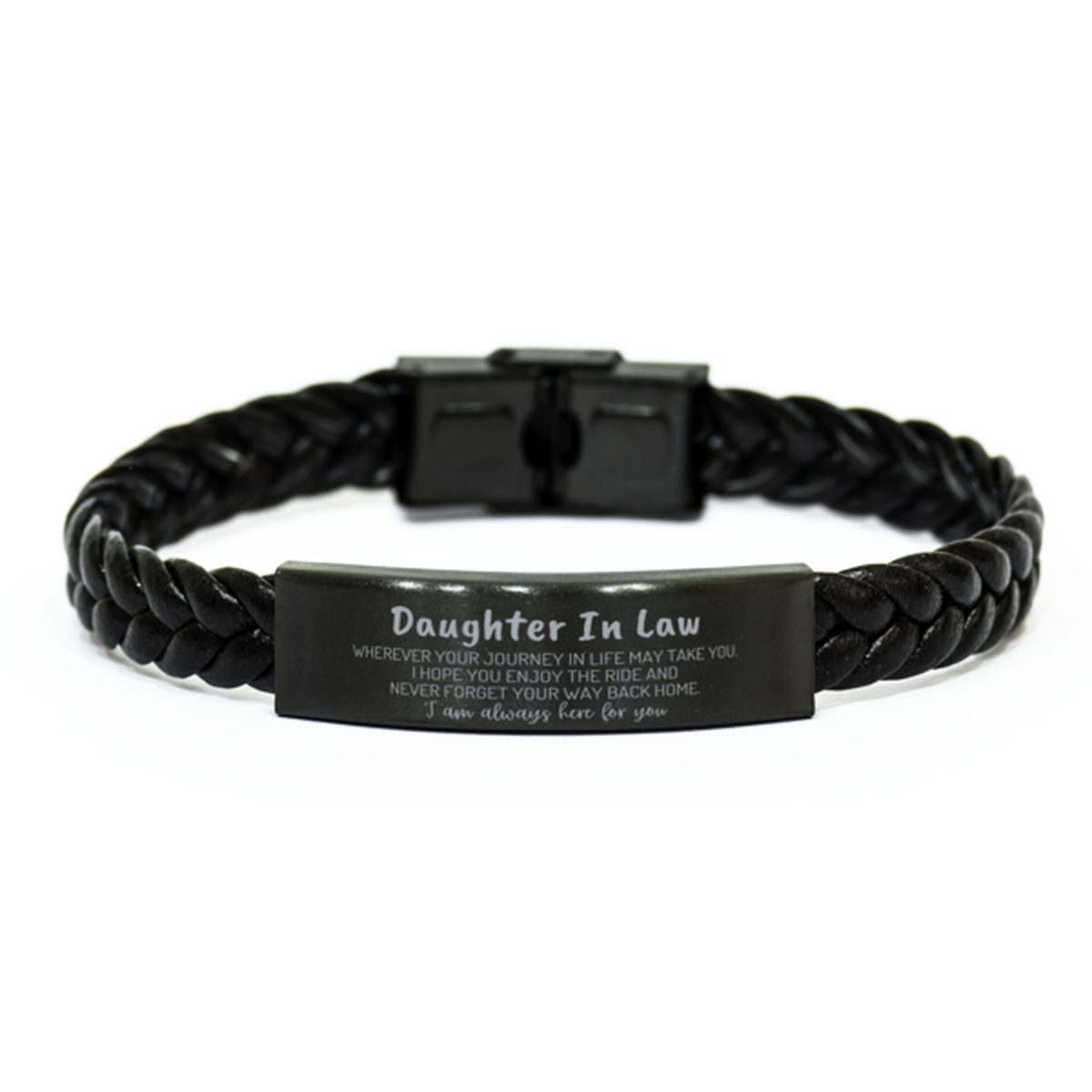 Daughter In Law wherever your journey in life may take you, I am always here for you Daughter In Law Braided Leather Bracelet, Awesome Christmas Gifts For Daughter In Law, Daughter In Law Birthday Gifts for Men Women Family Loved One