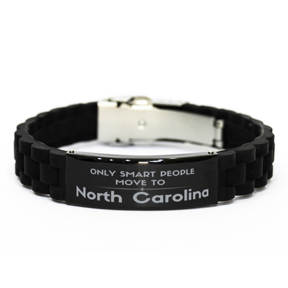 Only smart people move to North Carolina Black Glidelock Clasp Bracelet, Gag Gifts For North Carolina, Move to North Carolina Gifts for Friends Coworker Funny Saying Quote