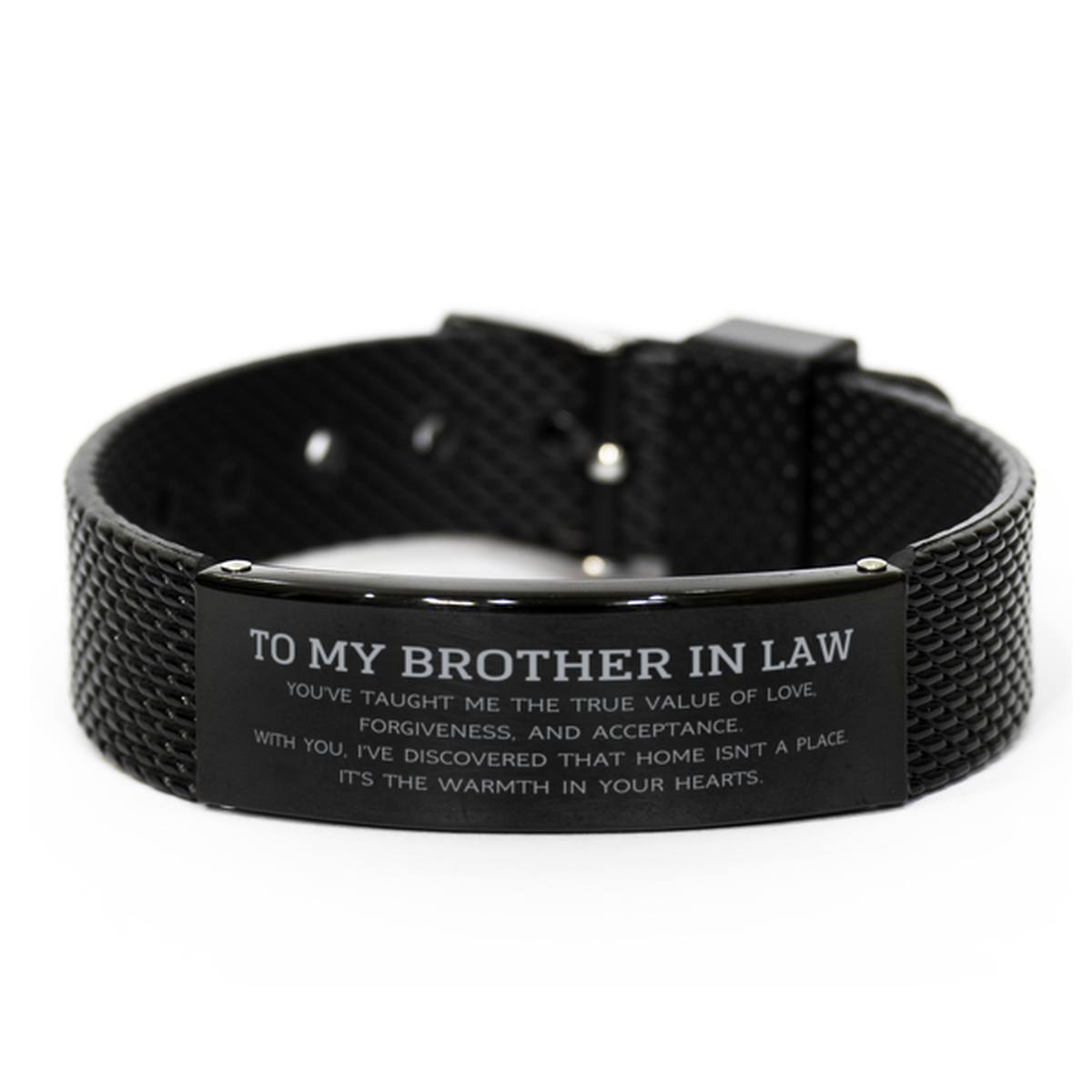 Brother In Law Black Mesh Bracelet - You've Taught Me The True Value of Love | Thank You Gift