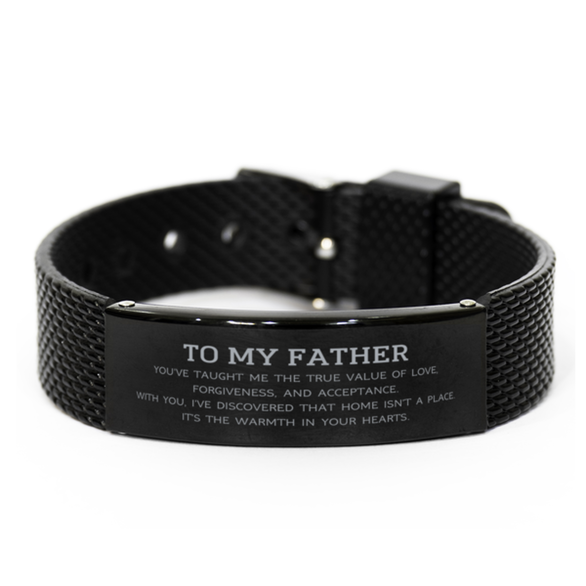 Dad Black Shark Mesh Bracelet - You've Taught Me the True Value of Love | Father's Day Gift