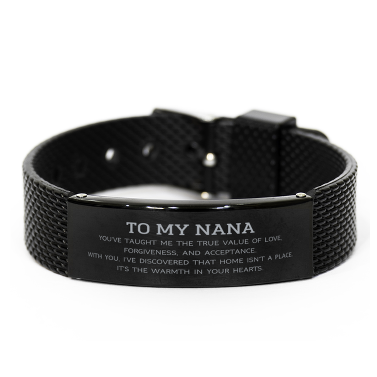 Nana Black Mesh Bracelet - You've Taught Me the True Value of Love | Thank You Gift