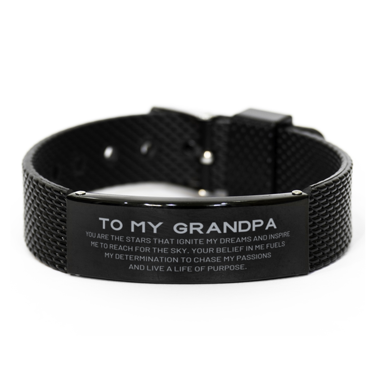 Grandpa Black Shark Mesh Bracelet - You are the stars that ignite my dreams | Birthday Gift