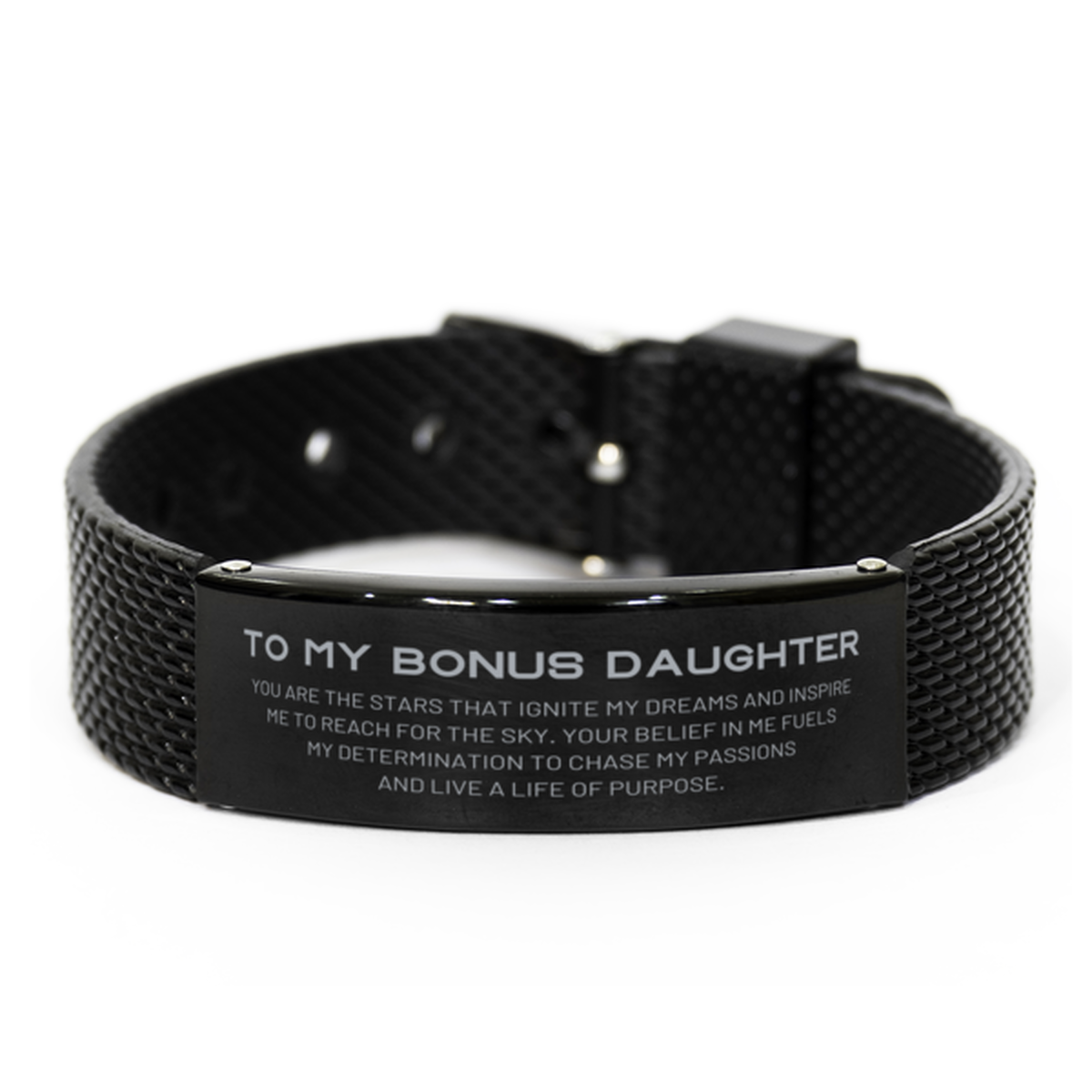 Bonus Daughter Black Shark Mesh Bracelet - You are the stars that ignite my dreams | Birthday Gift