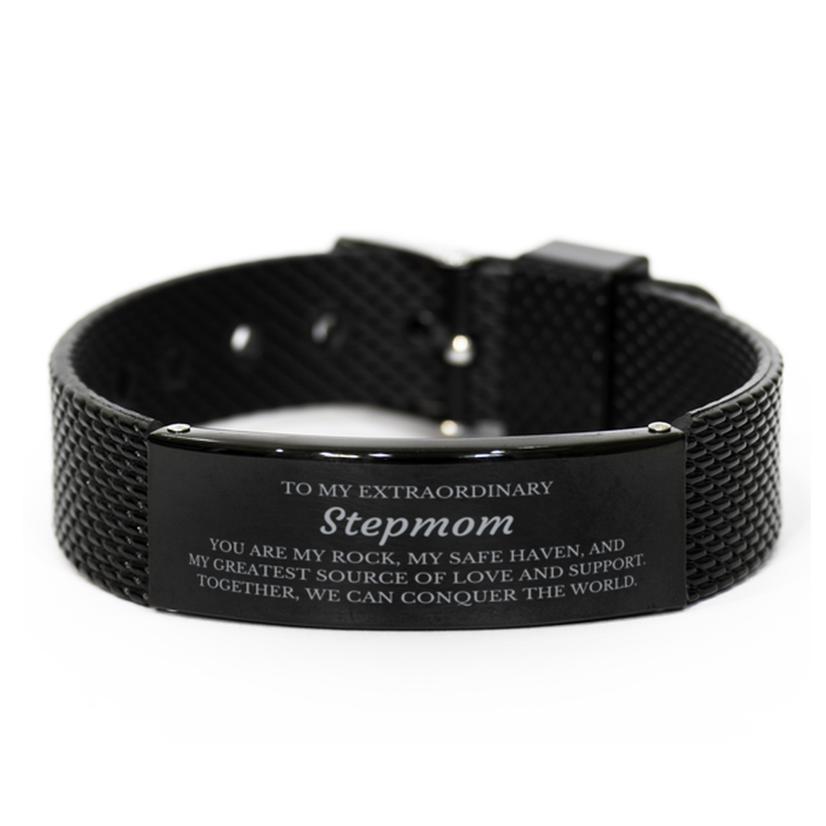 Stepmom Black Shark Mesh Bracelet - Together, We Can Conquer the World | Birthday Gift