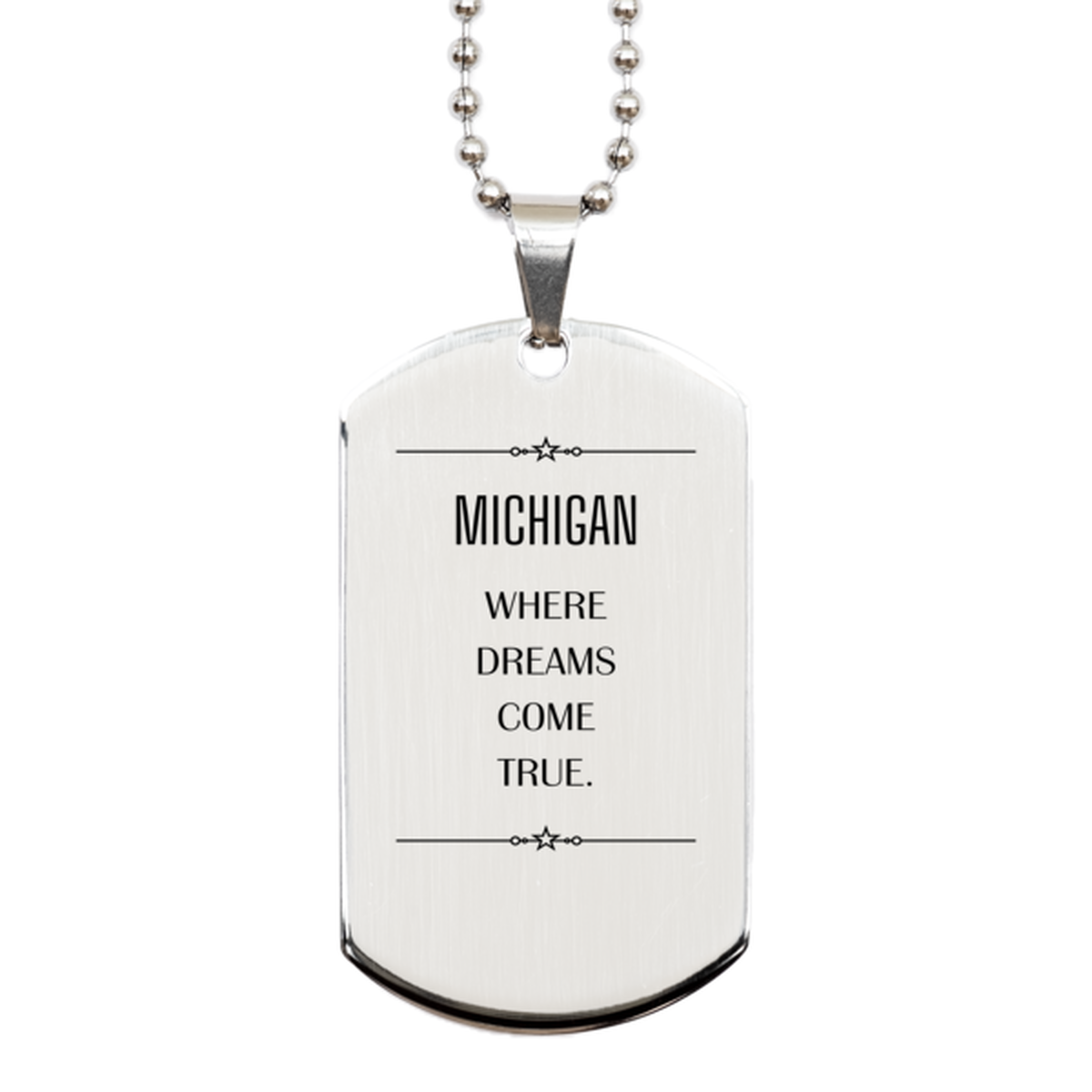 Michigan State Silver Necklace - Where Dreams Come True | Birthday Gift