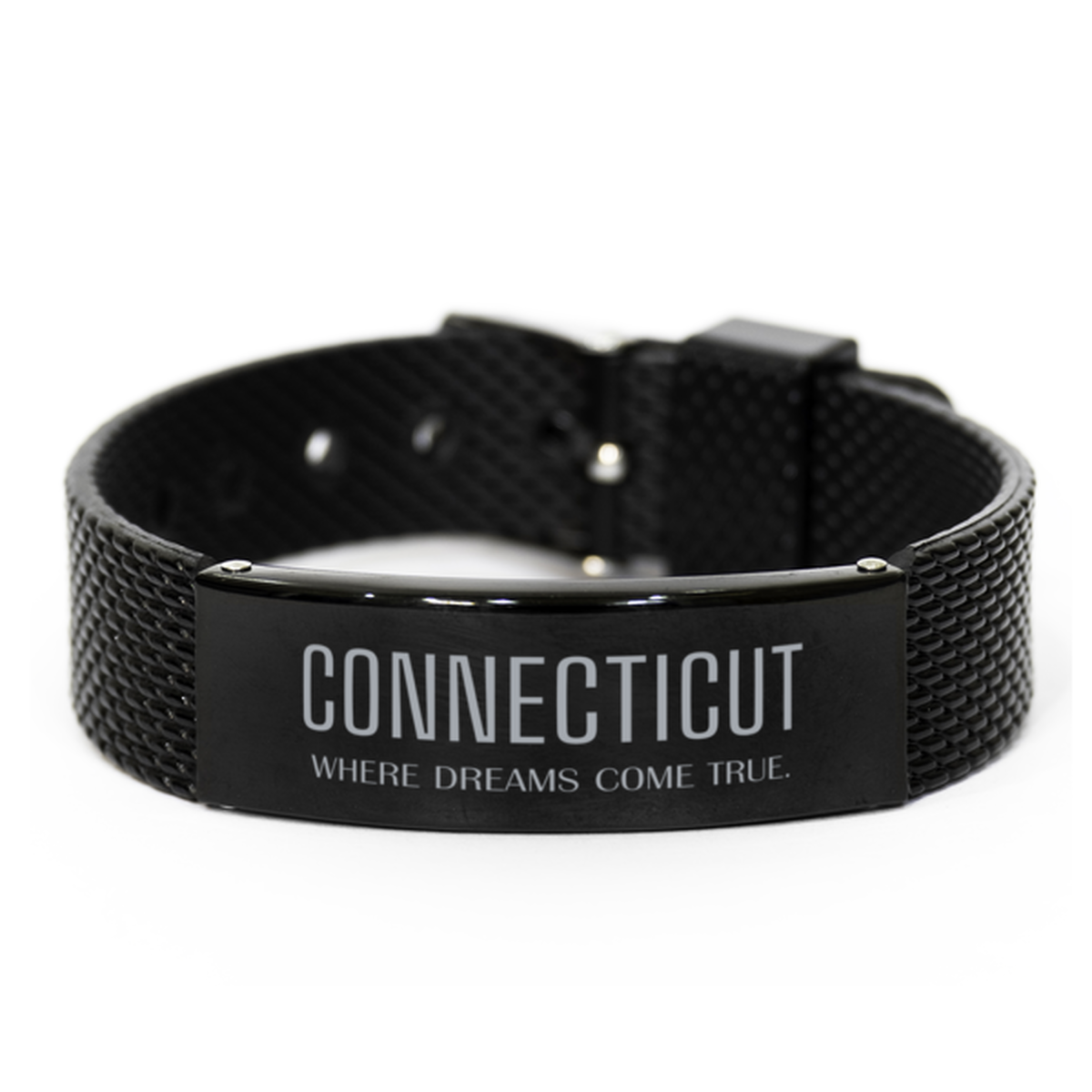 Connecticut State Black Shark Mesh Bracelet - Where Dreams Come True | Birthday Gift