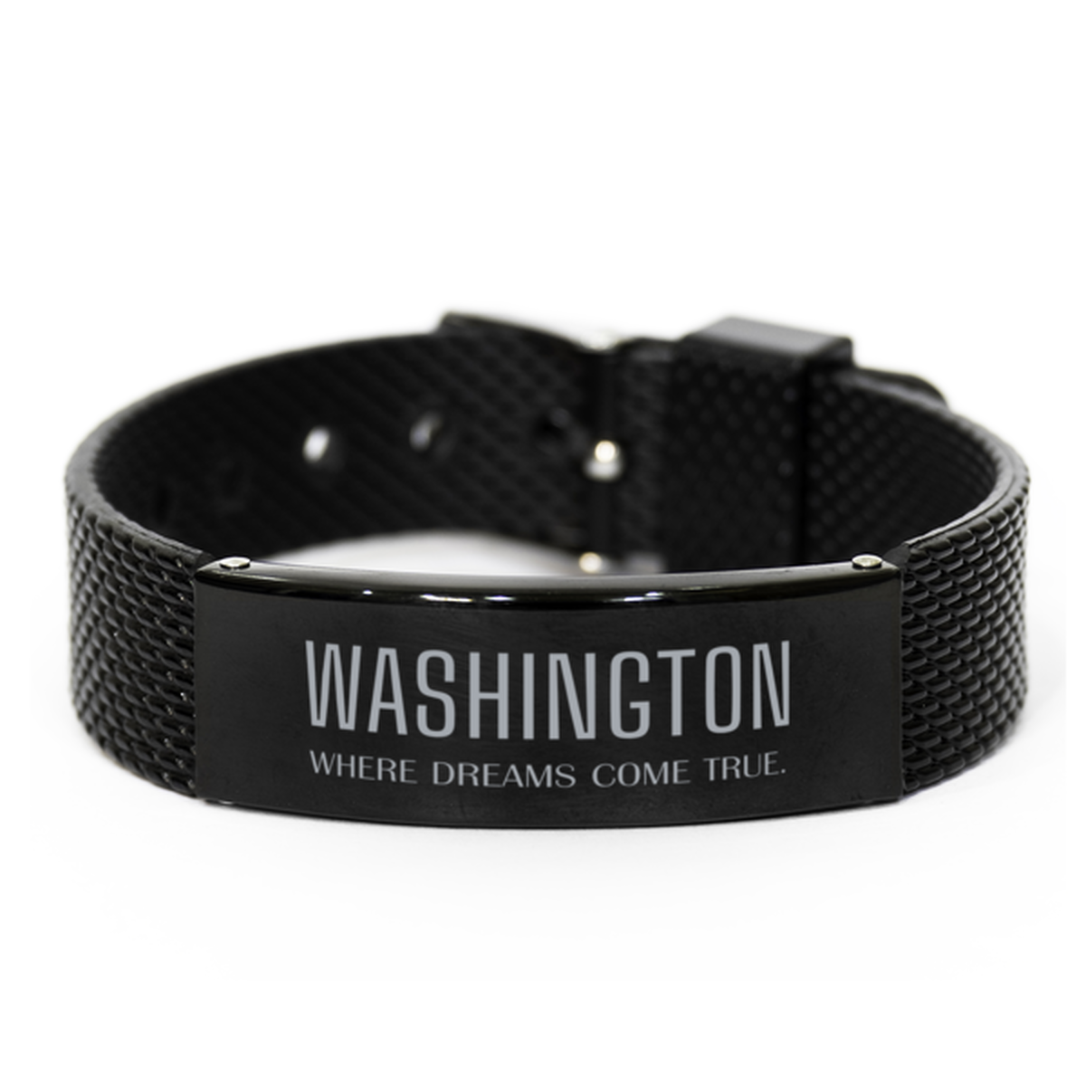 Washington State Black Shark Mesh Bracelet - Where Dreams Come True | Birthday Gift