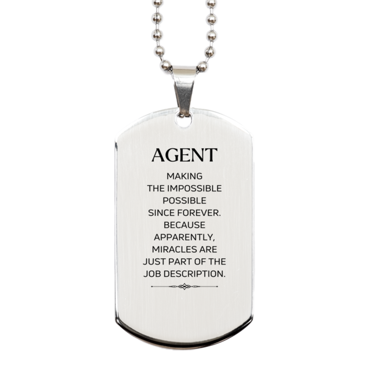 Agent Inspirational Necklace - Miracles are part of the job | Perfect Gift for Agents