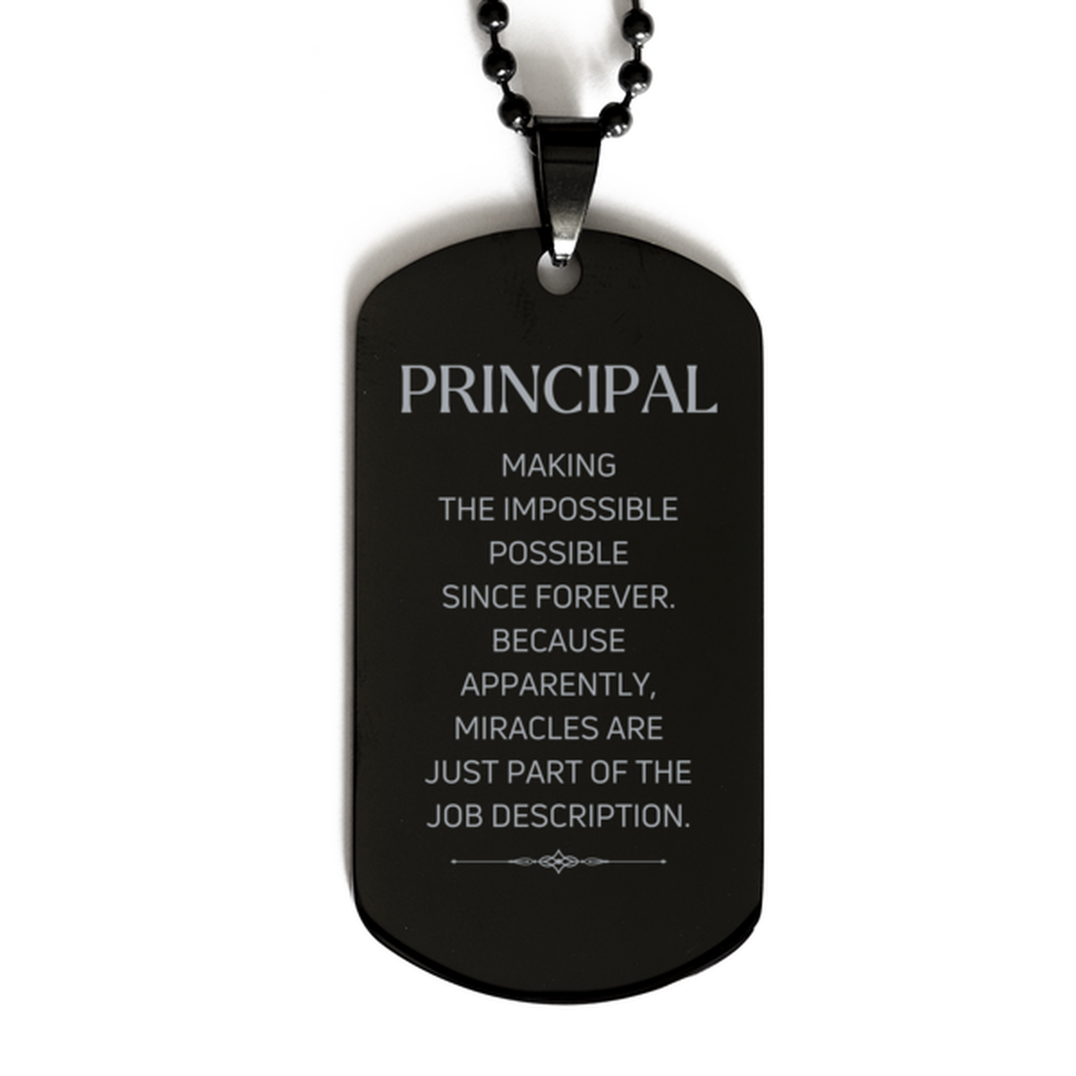 Principal Dog Tag Necklace - Miracles are Part of the Job | Inspirational Gift