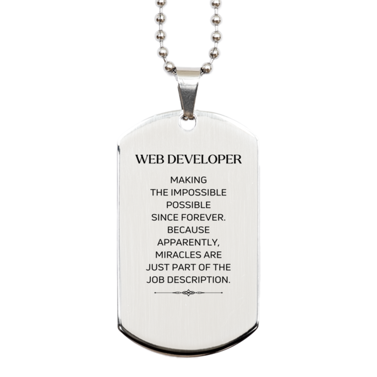Web Developer Inspirational Necklace - Miracles are just part of the job description | Birthday Gift