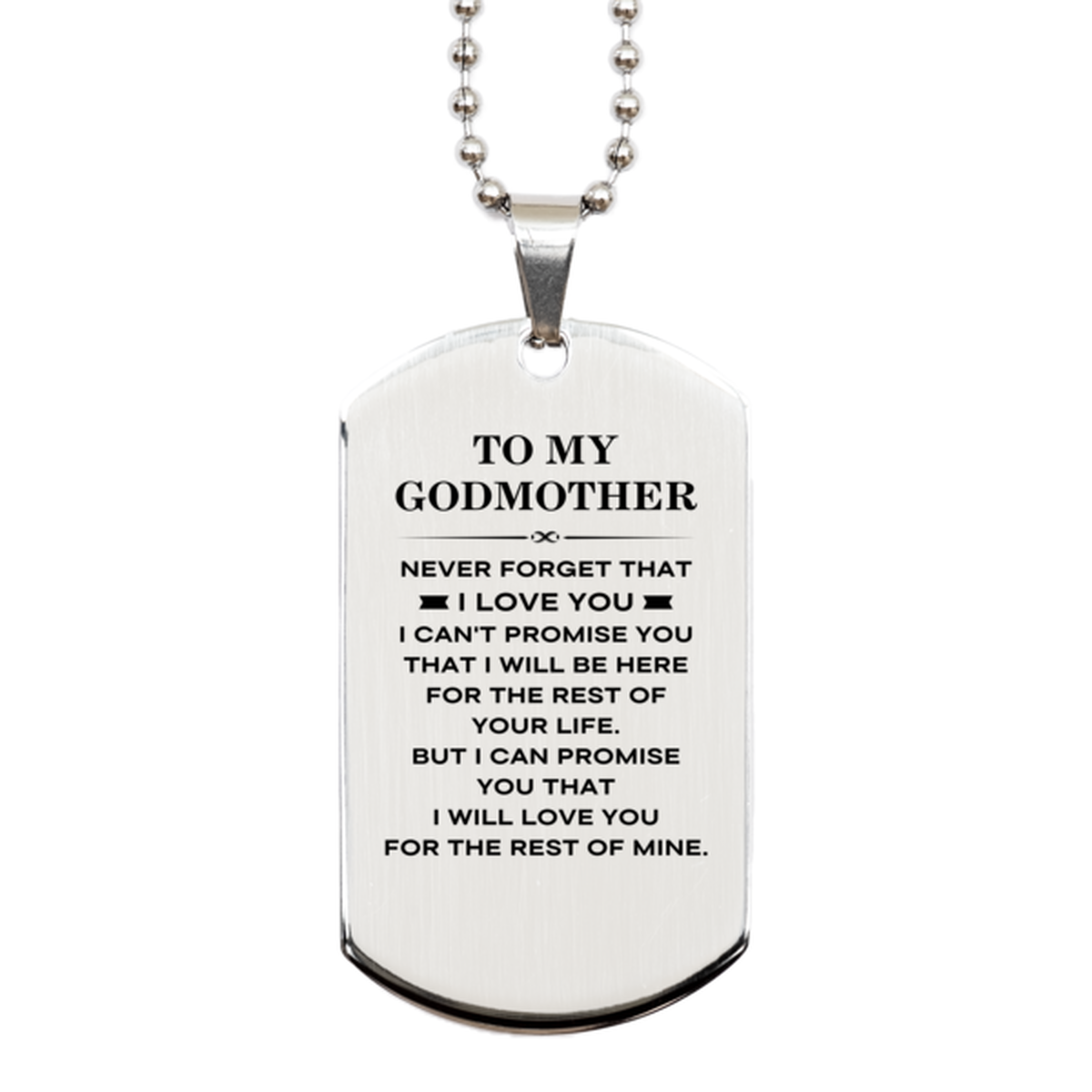 Godmother Dog Tag Necklace - I Will Love You Forever | Birthday and Christmas Gift