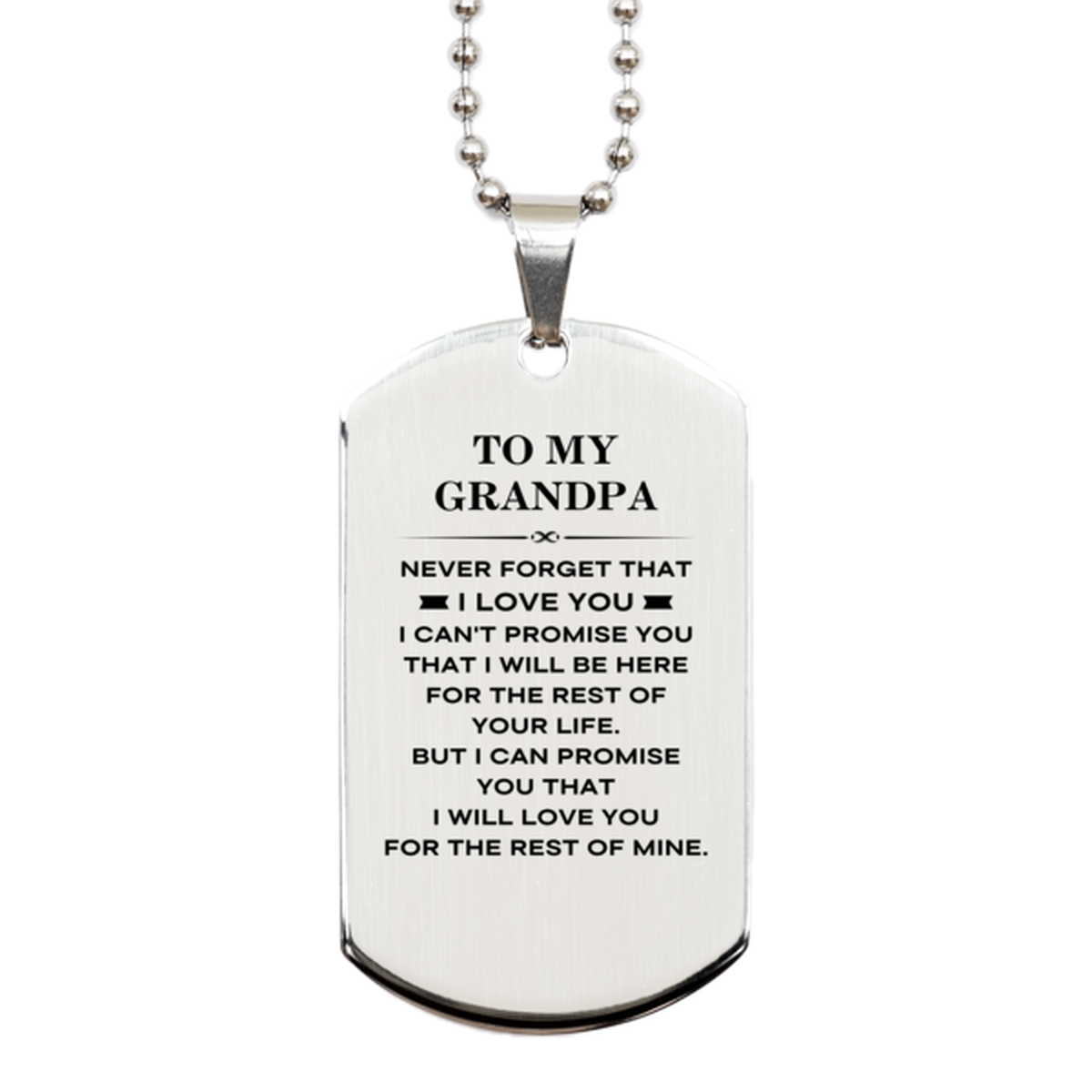 Grandpa Dog Tag Necklace - I Will Love You For The Rest Of Mine | Birthday Gift