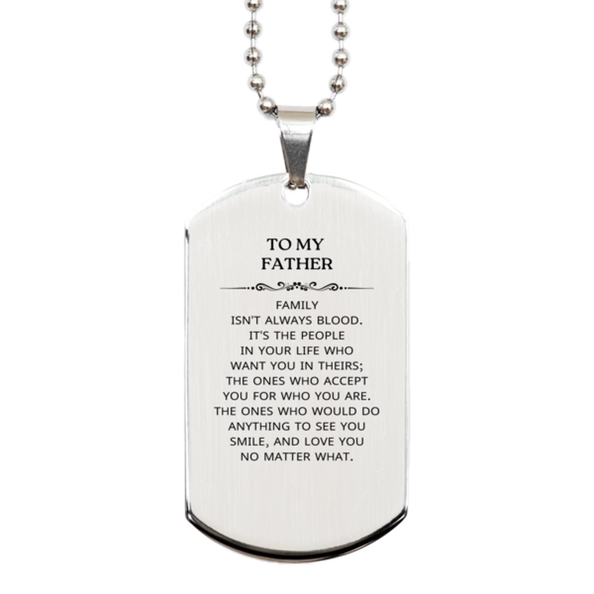 Dad Silver Dog Tag Necklace - To My Father Design | Birthday or Christmas Gift