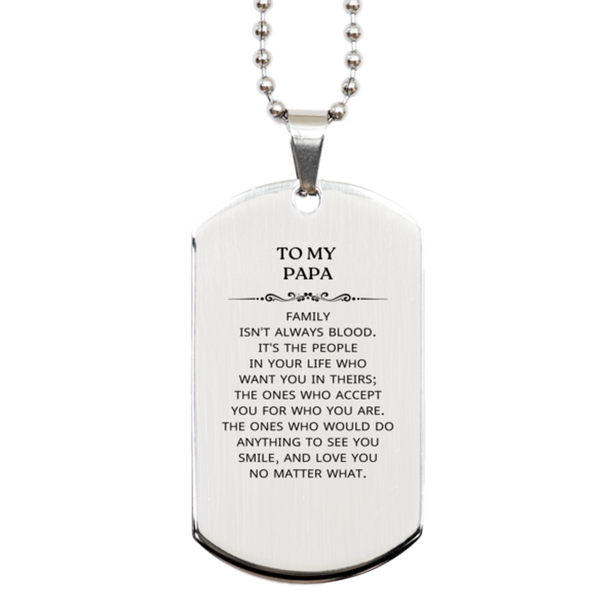 Papa Silver Dog Tag Necklace - To My Papa Quote | Birthday Christmas Gift