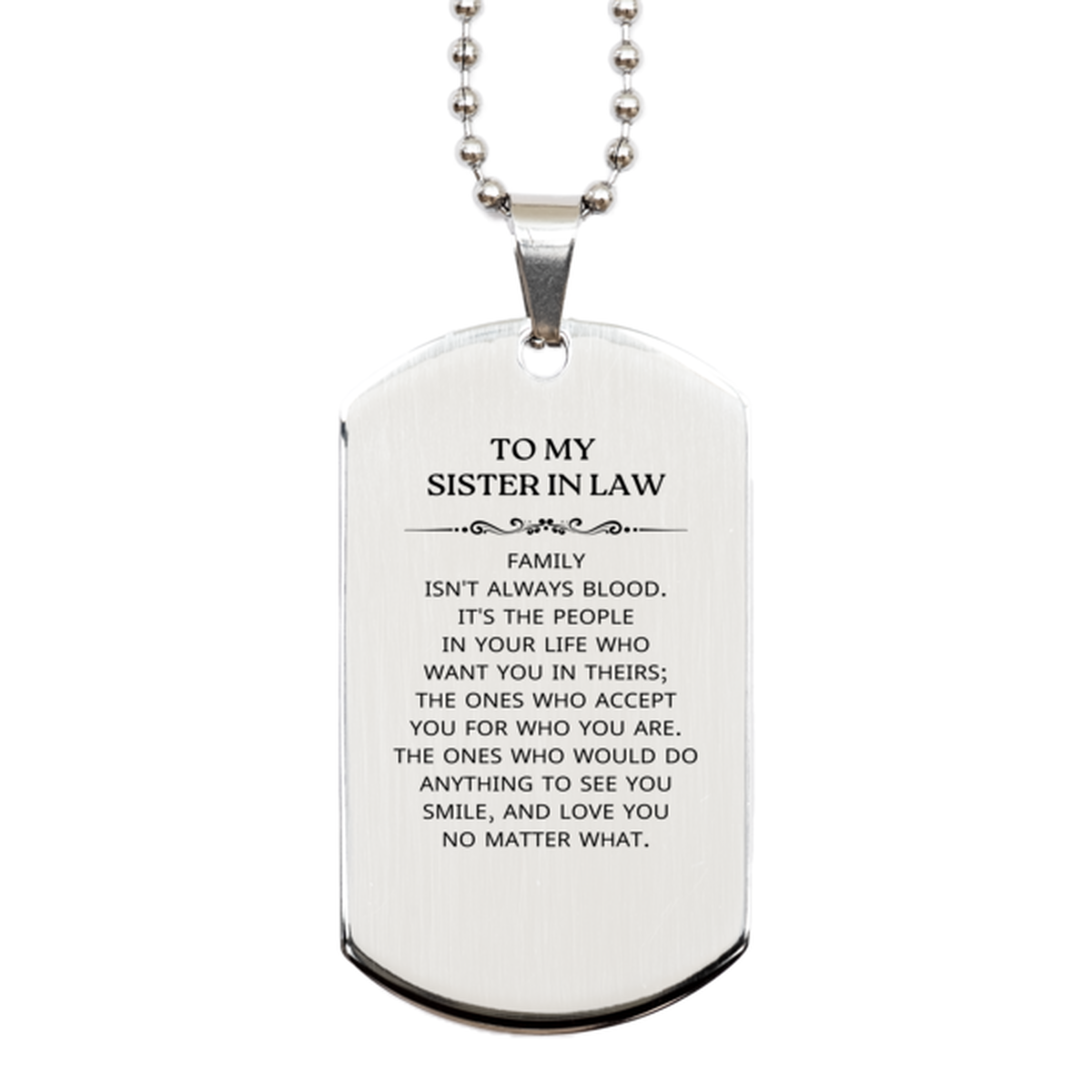 Sister In Law Silver Dog Tag Necklace - To My Sister In Law | Birthday Christmas Gift