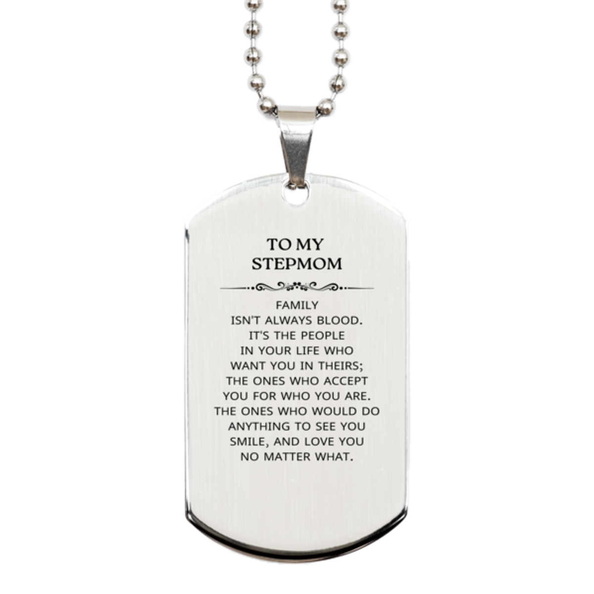 Stepmom Silver Dog Tag Necklace - To My Stepmom Message | Birthday & Christmas Gift
