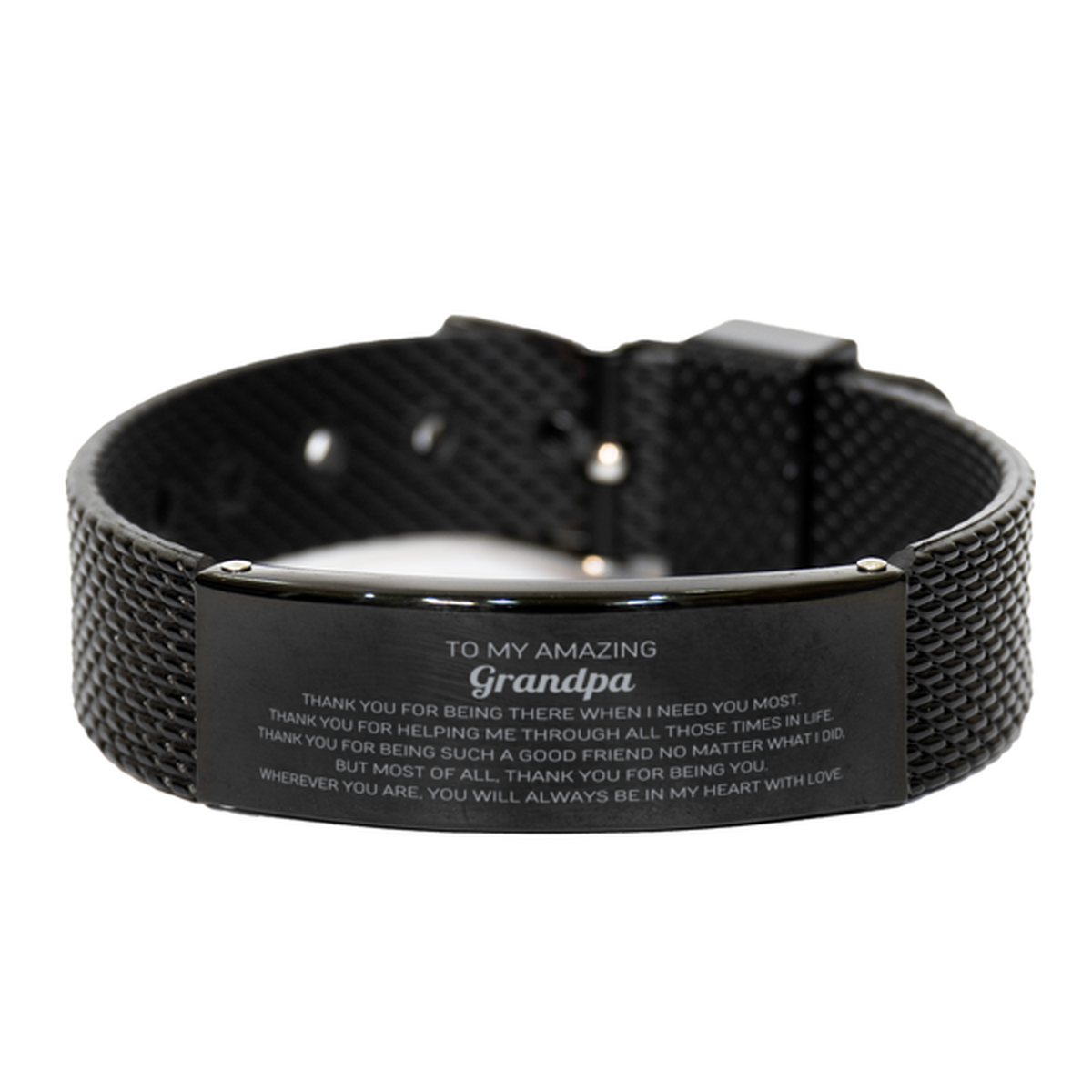 Grandpa Black Shark Mesh Bracelet - Thank You for Being There | Birthday & Christmas Gift
