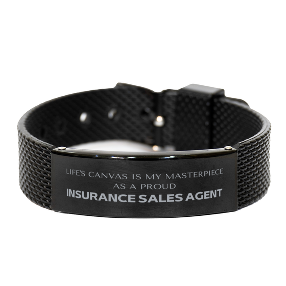 Insurance Sales Agent Black Shark Mesh Bracelet - Life's Canvas is My Masterpiece | Unique Birthday Gift