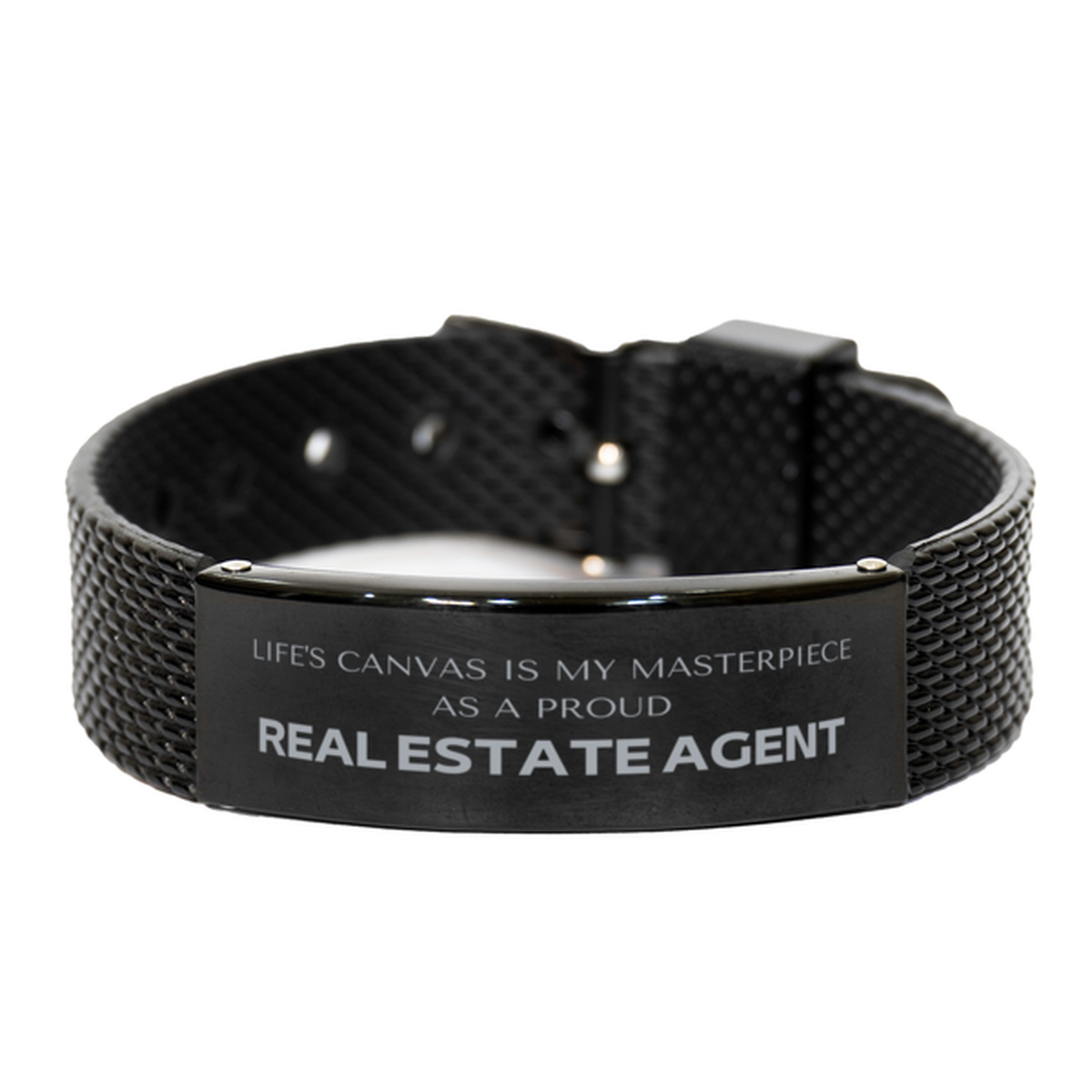 Real Estate Agent Black Shark Mesh Bracelet - Life's Canvas Is My Masterpiece | Perfect Gift