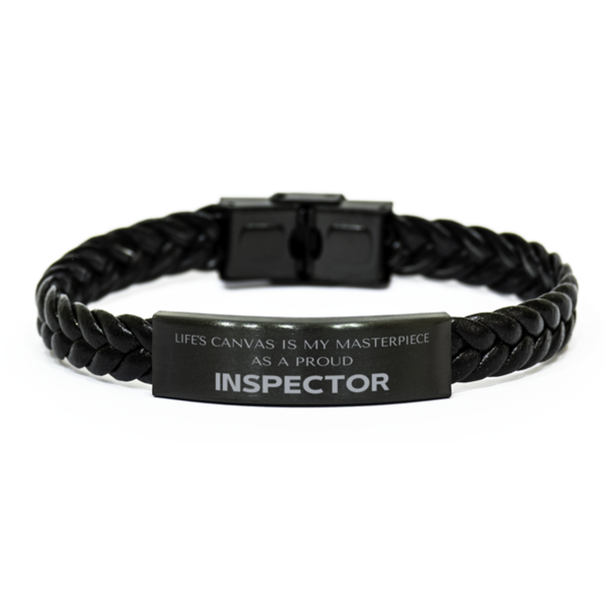 Inspector Braided Leather Bracelet - Life's Canvas is My Masterpiece | Unique Gift for Special Occasions