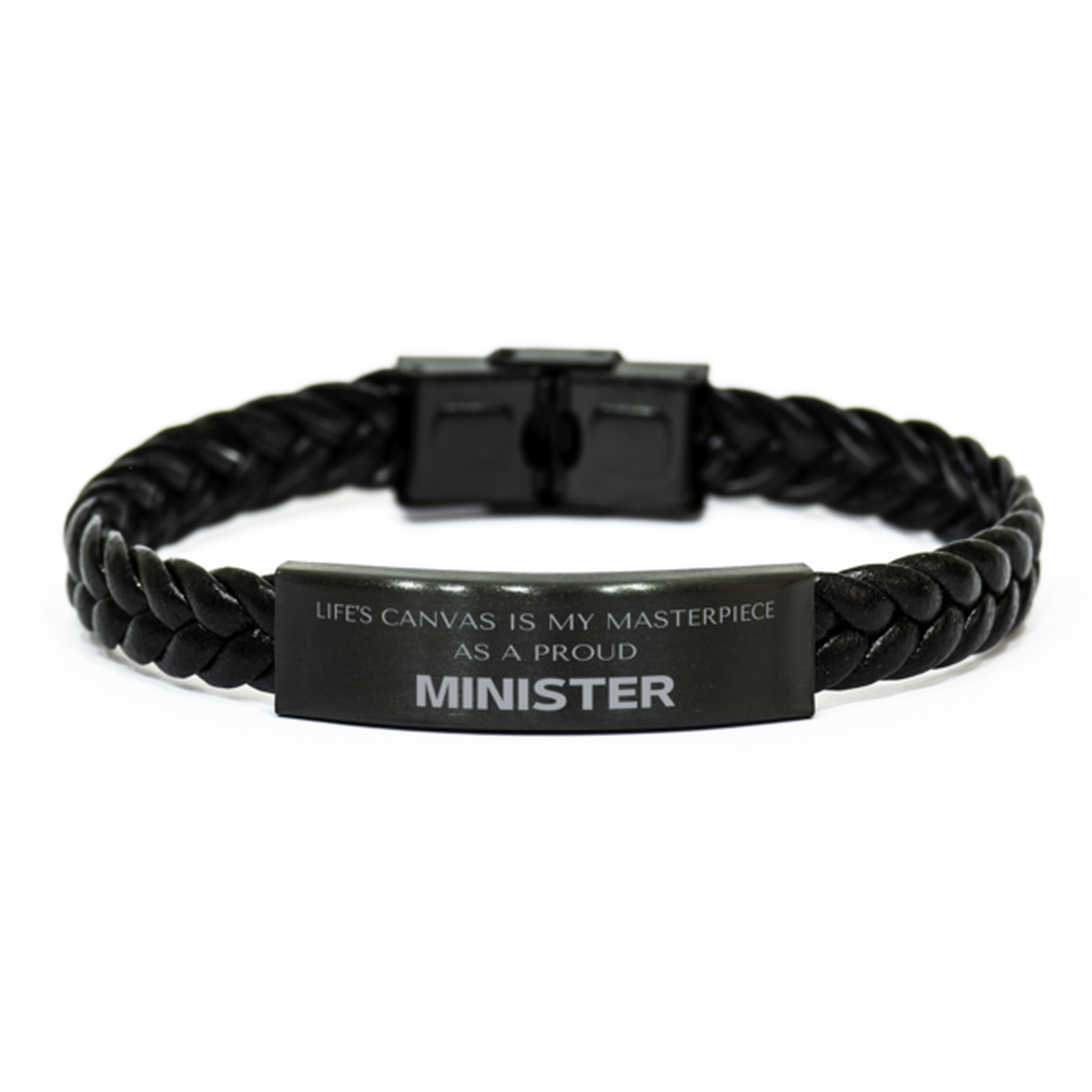 Minister Braided Leather Bracelet - Life's Canvas is My Masterpiece | Inspirational Gift