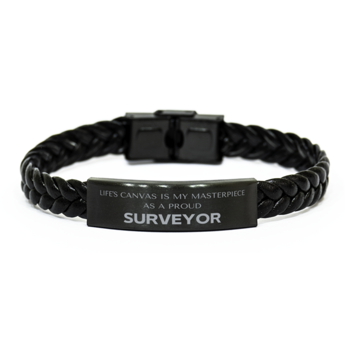 Surveyor Braided Leather Bracelet - Life's Canvas is My Masterpiece | Unique Gift for Birthdays and Christmas