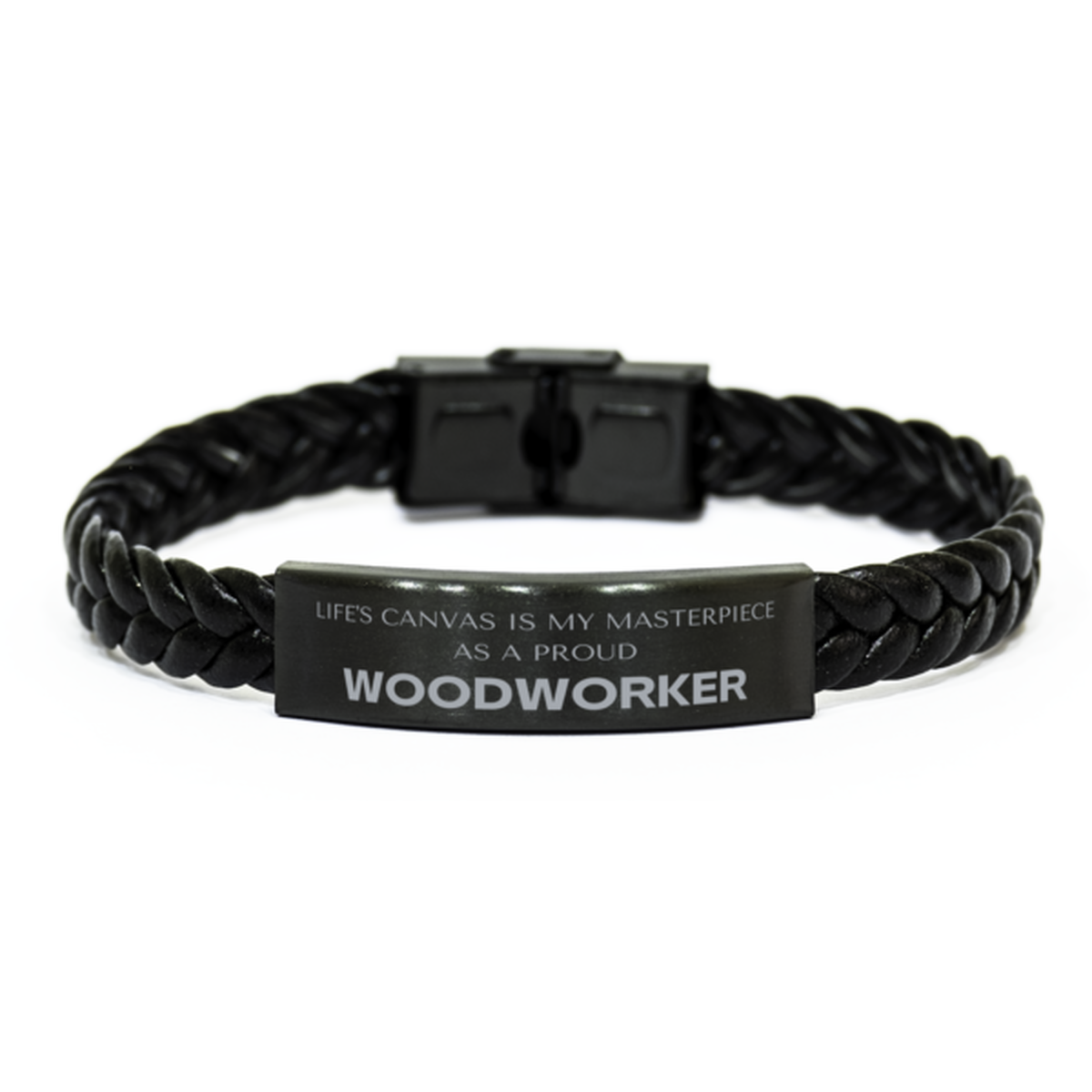 Woodworker Braided Leather Bracelet - Life's Canvas is My Masterpiece | Unique Gift for Men and Women