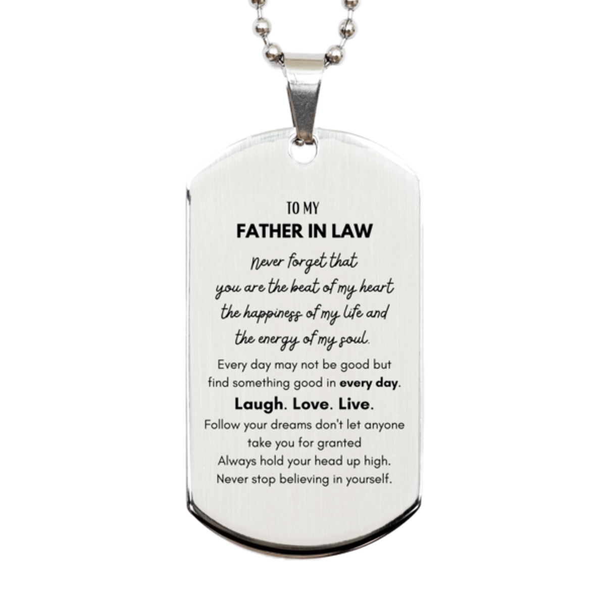 Father In Law Silver Dog Tag Necklace - To My Father In Law | Birthday & Christmas Gift