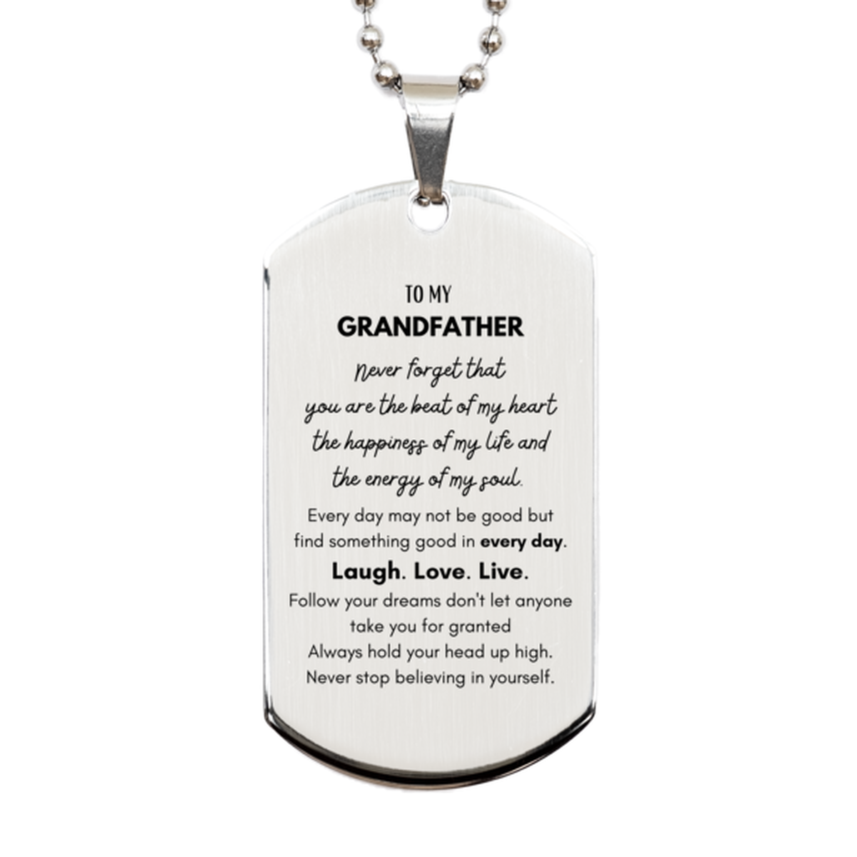 Grandfather Silver Dog Tag Necklace - To My Grandfather | Christmas Gift