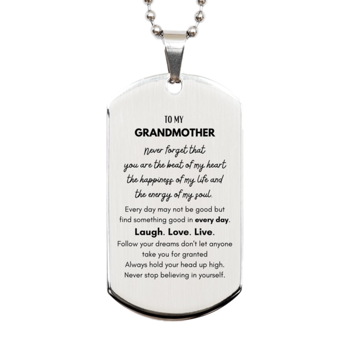 Grandmother Silver Dog Tag Necklace - To My Grandmother | Birthday and Christmas Gift
