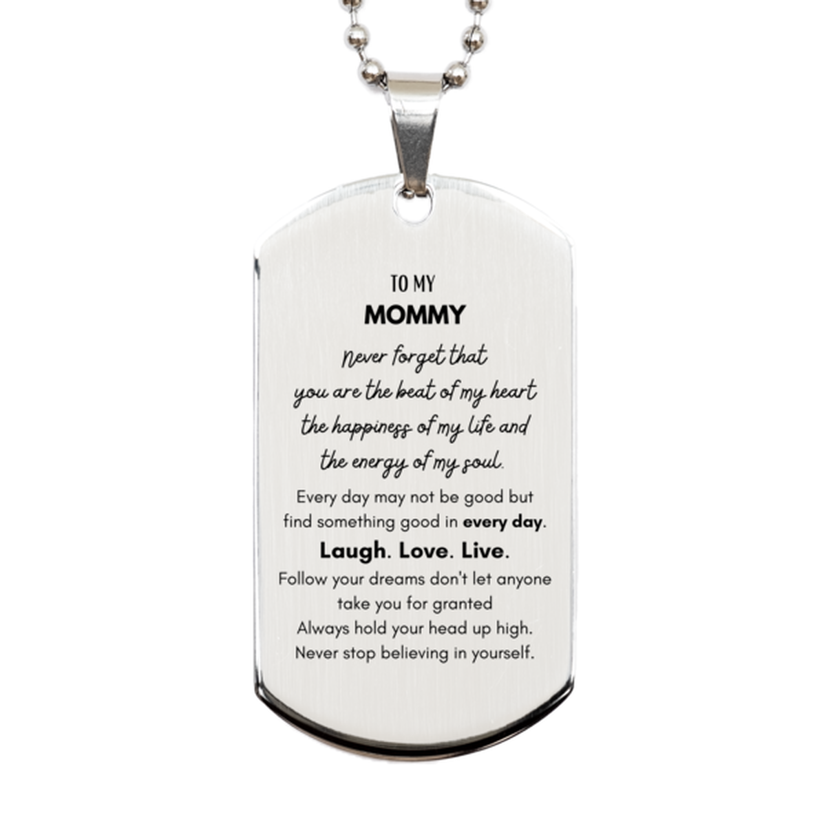 Mommy Silver Dog Tag Necklace - To My Mommy Heartfelt Message | Mother's Day Gift