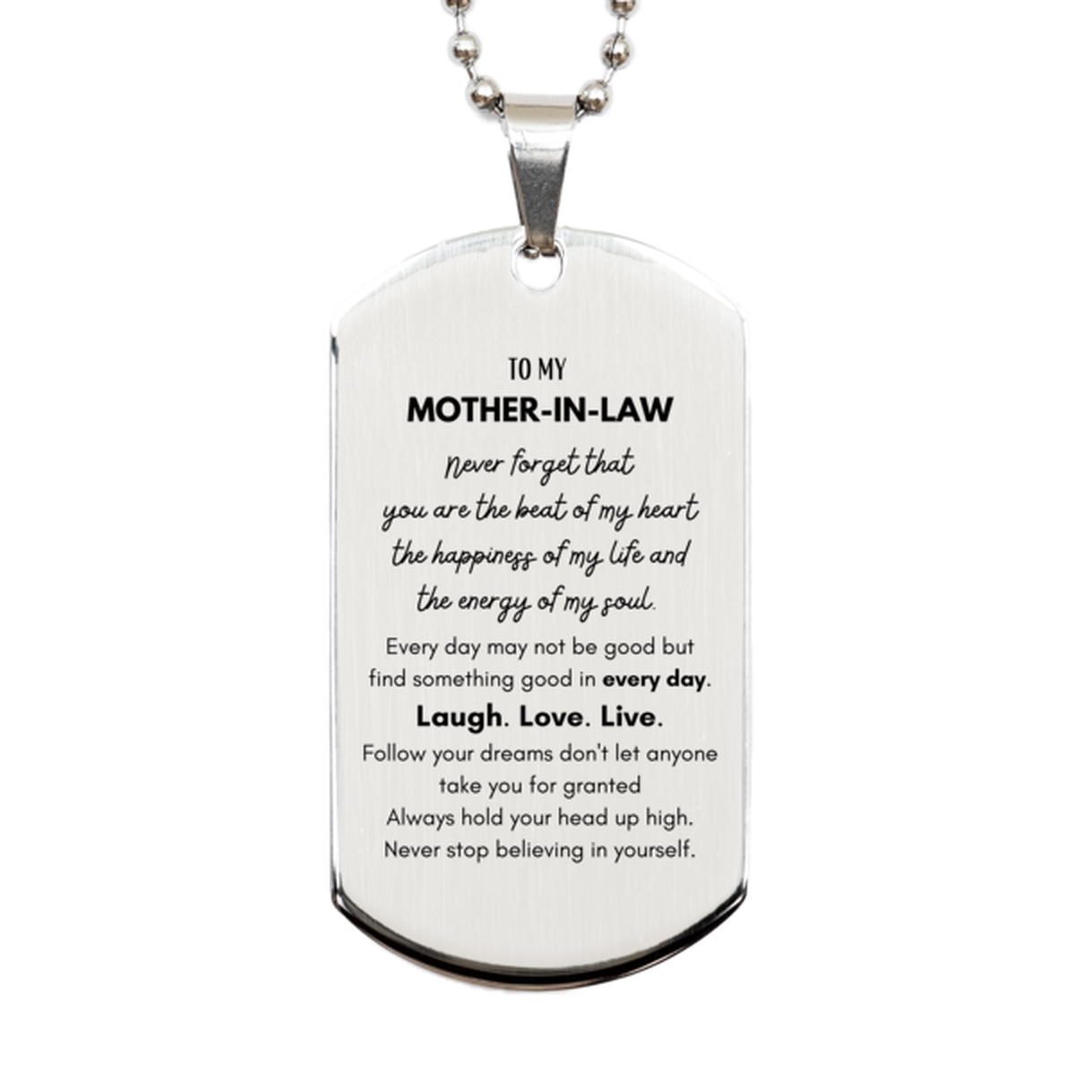 Mother-In-Law Silver Dog Tag Necklace - Heartfelt Message | Birthday Gift