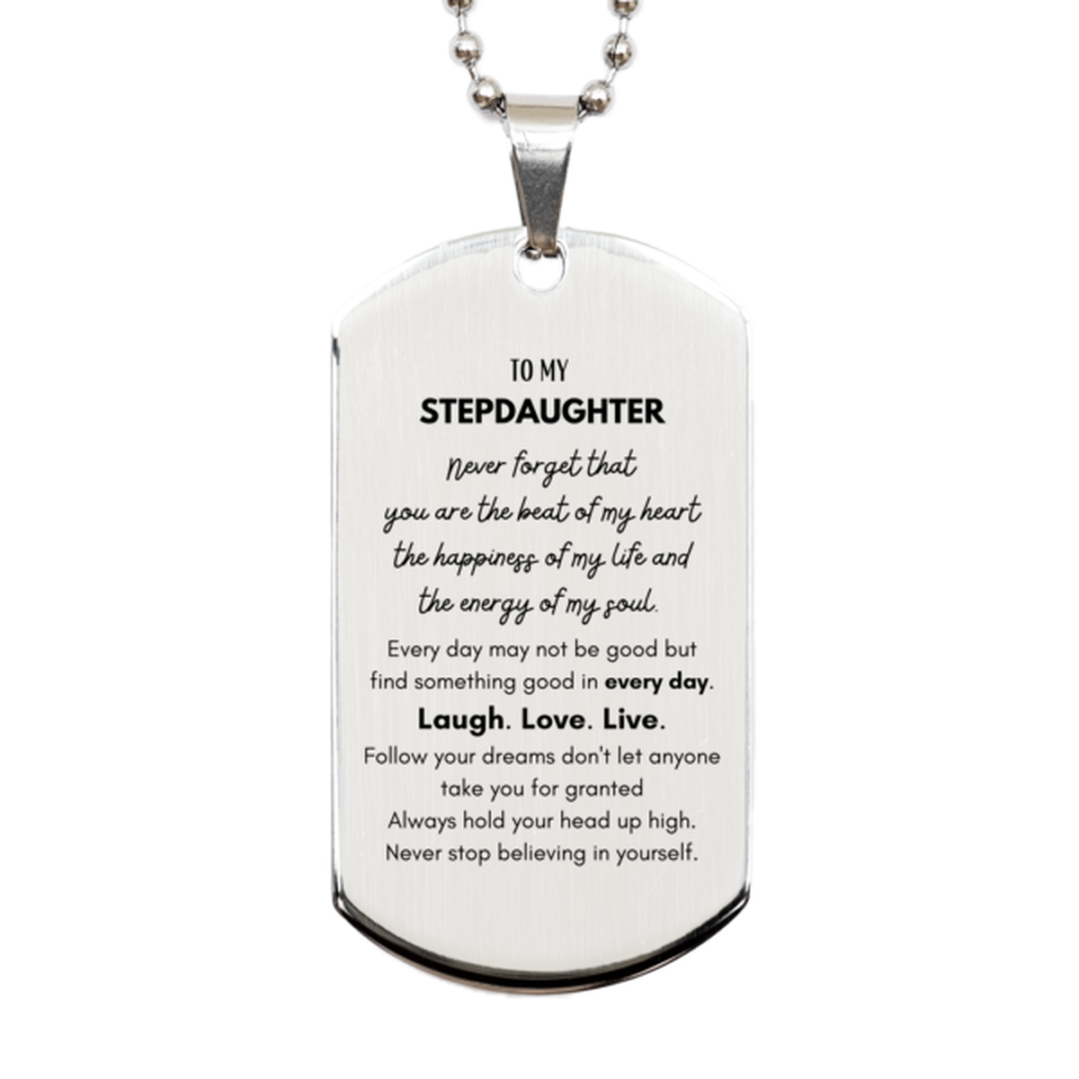 Stepdaughter Silver Dog Tag Necklace - To My Stepdaughter | Birthday Gift