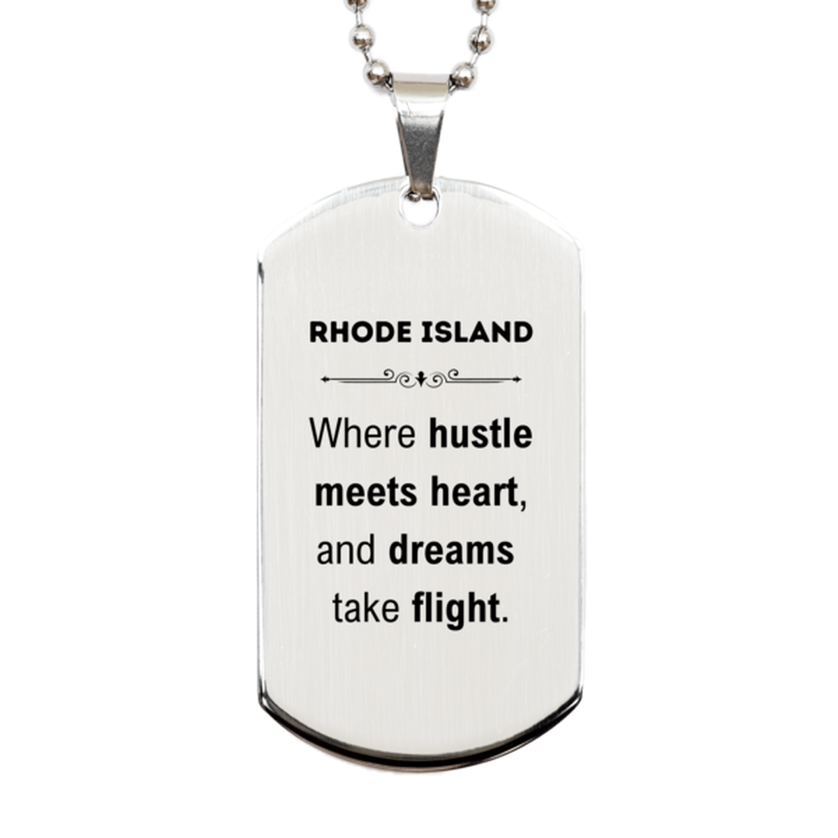 Rhode Island Keychain - Where Hustle Meets Heart | Gift for Rhode Islanders