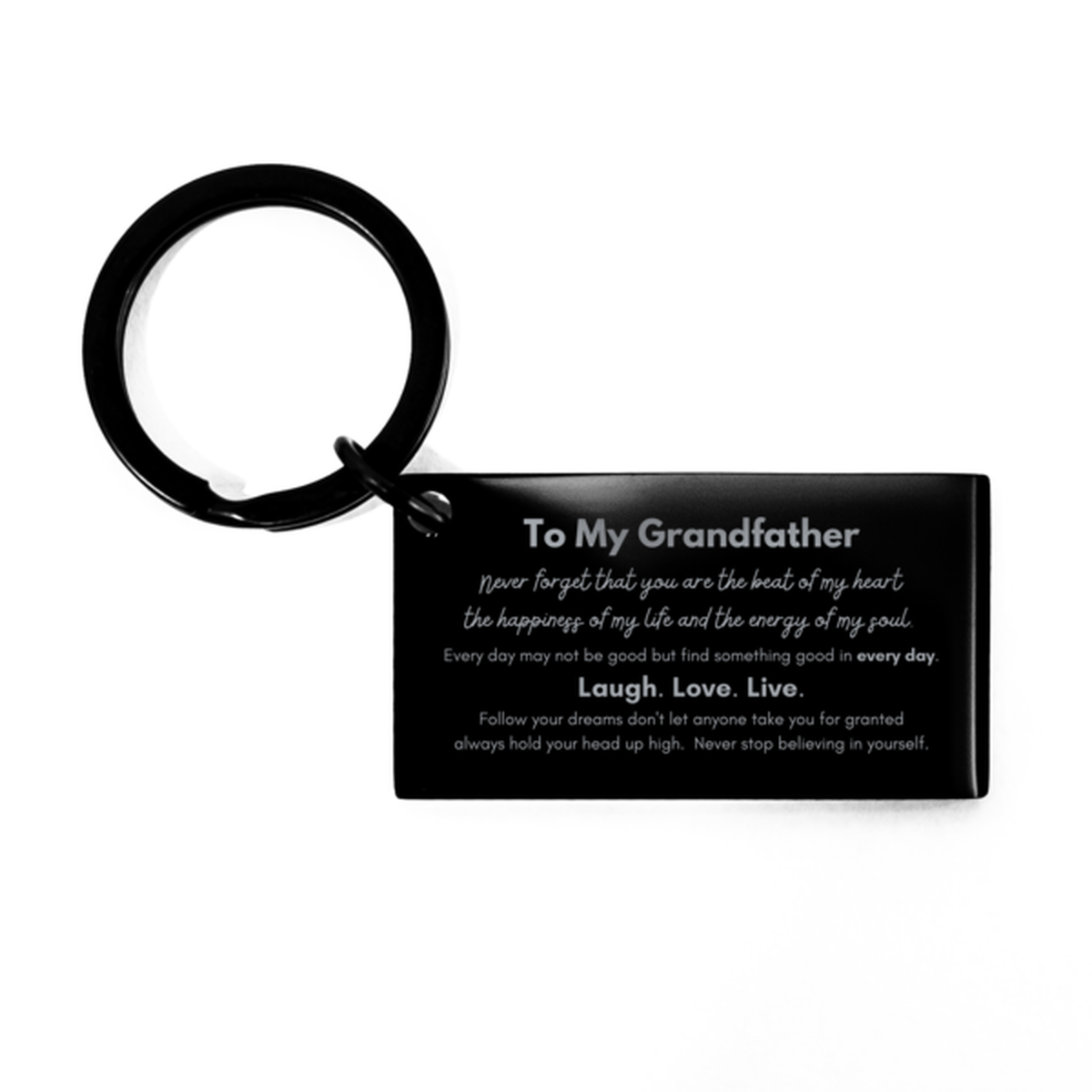 Grandfather Engraved Keychain - To My Grandfather Heartfelt Message | Birthday Gift