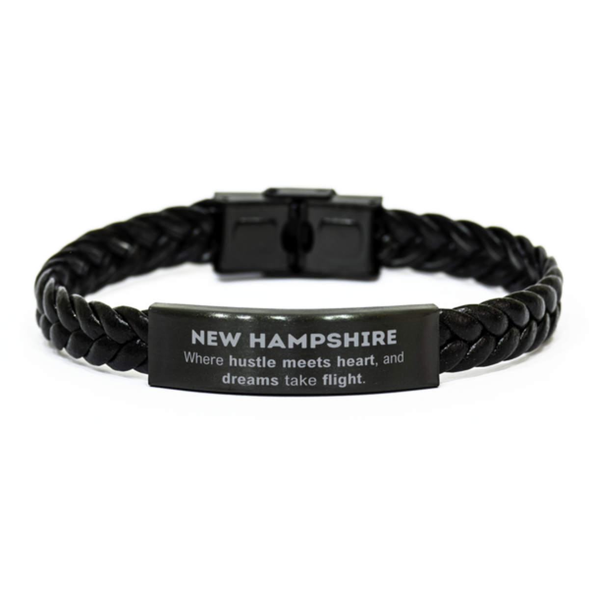 New Hampshire Braided Leather Bracelet - Where Hustle Meets Heart | Gift for Him/Her