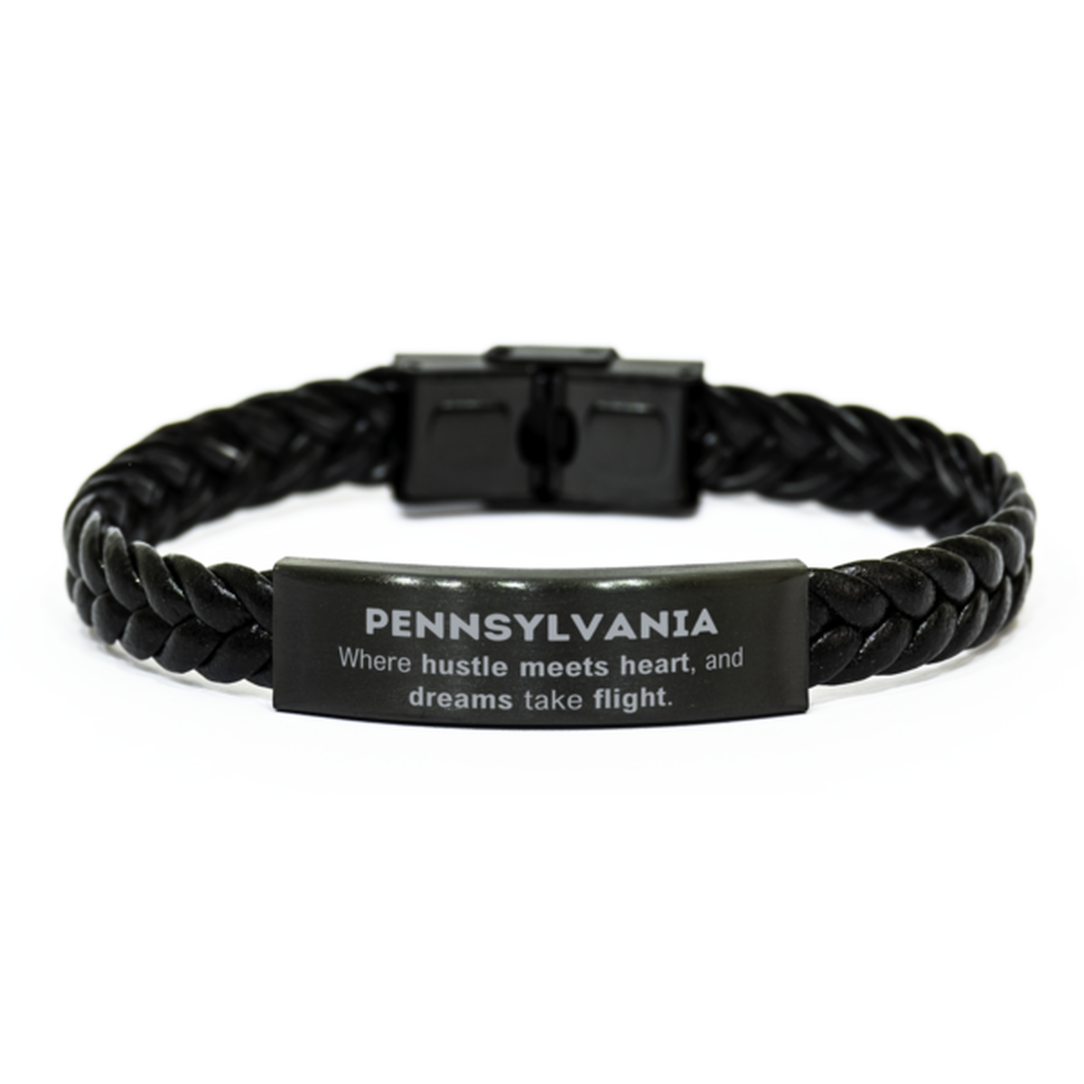 Pennsylvania Braided Leather Bracelet - Where Hustle Meets Heart | Perfect Gift