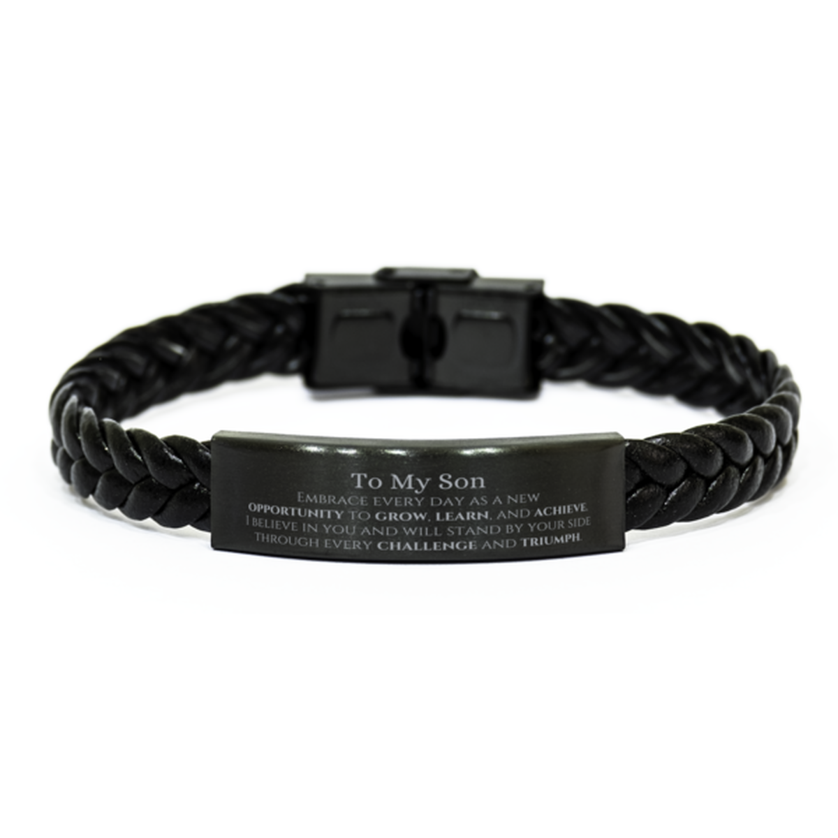Son Braided Leather Bracelet - I Believe in You | Motivational Gift