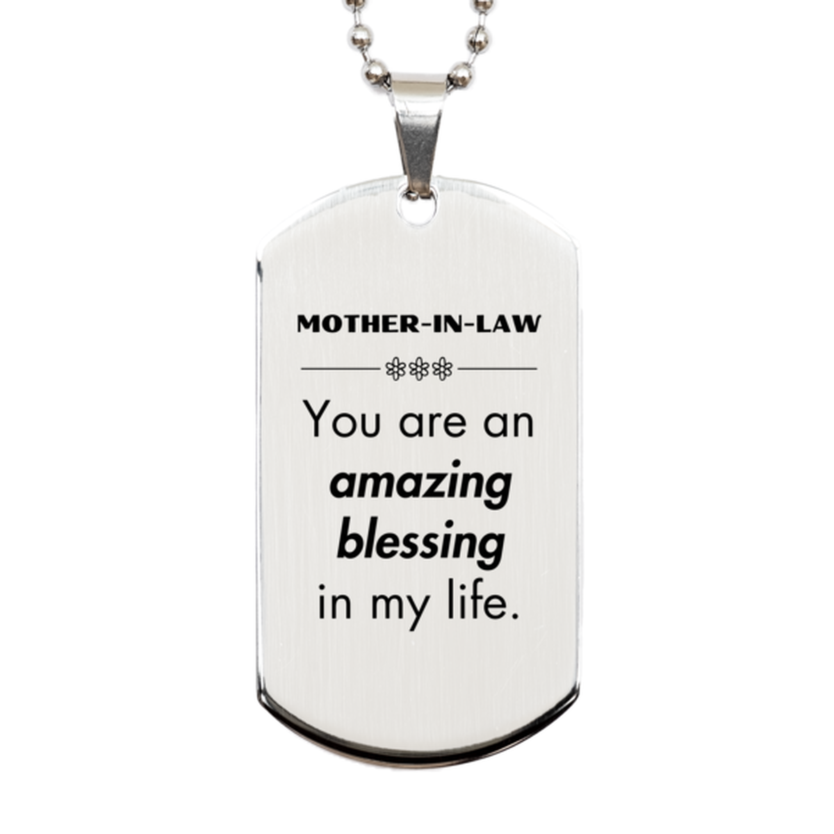 Mother-In-Law Silver Dog Tag Necklace - You are an amazing blessing | Birthday & Christmas Gift