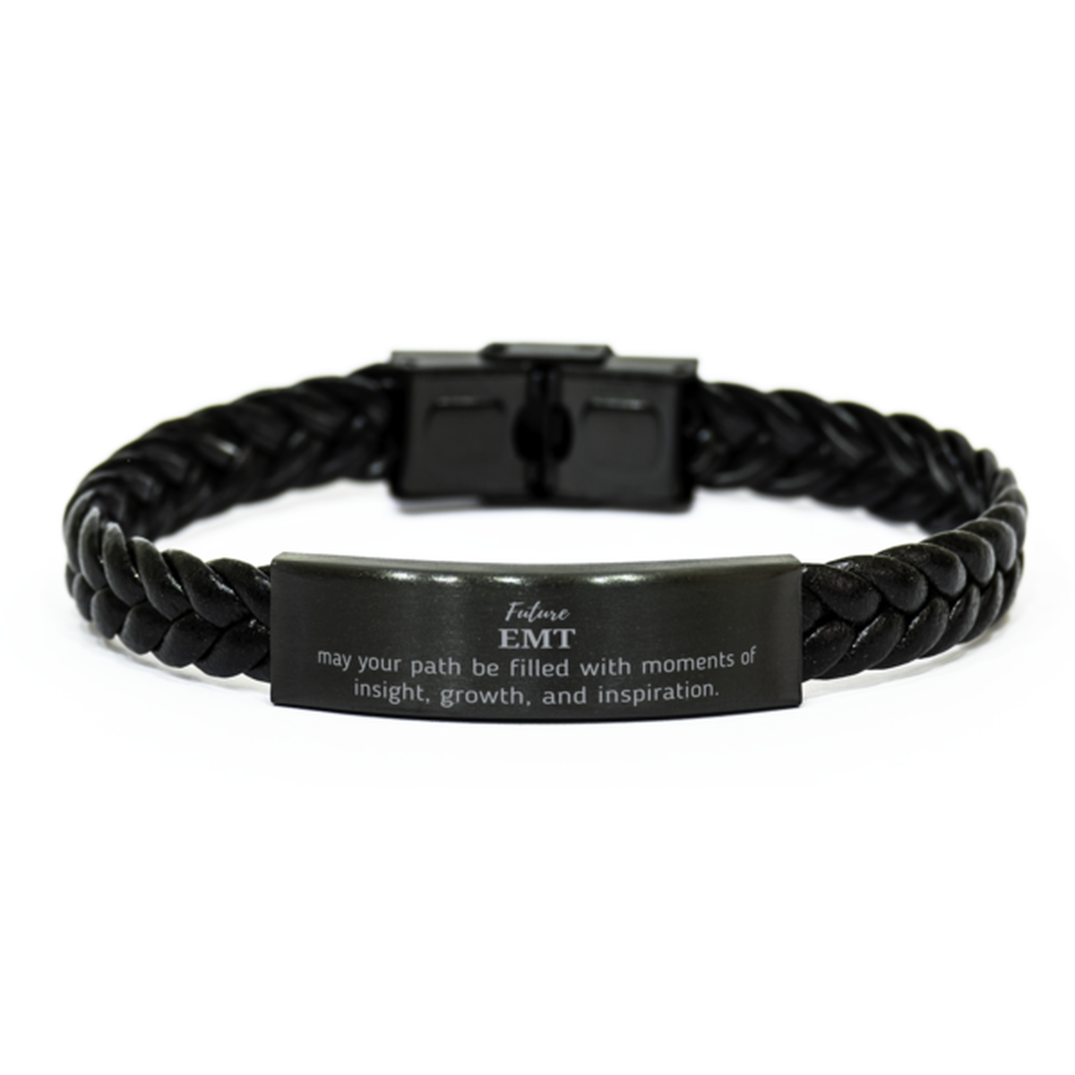 Future EMT Braided Leather Bracelet - May Your Path Be Filled with Insight | Graduation Gift