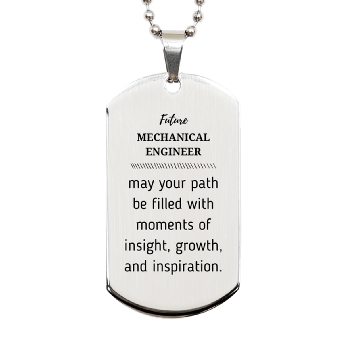 Mechanical Engineer Silver Dog Tag Necklace - Future Engineer Design | Graduation Gift