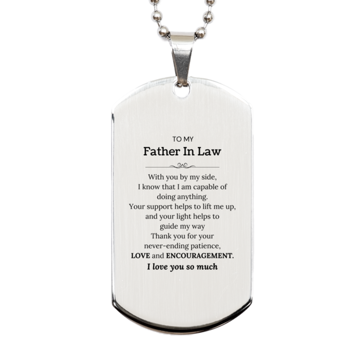 Father In Law Silver Dog Tag Necklace - With You By My Side | Birthday Gift