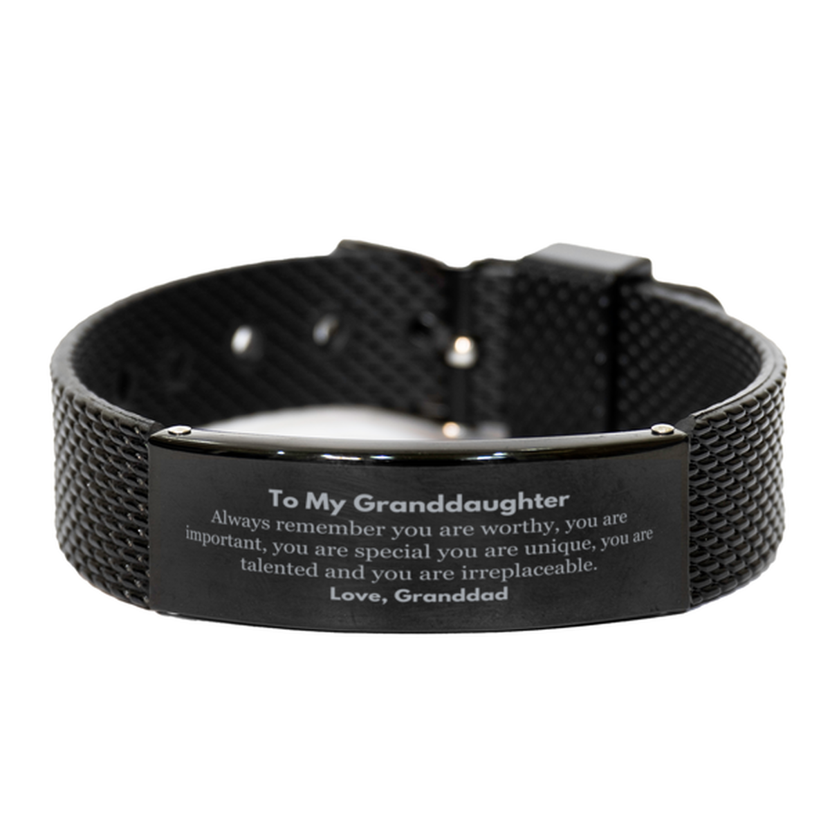 Granddaughter Inspirational Black Bracelet - Always Remember You Are Worthy | Birthday Gift