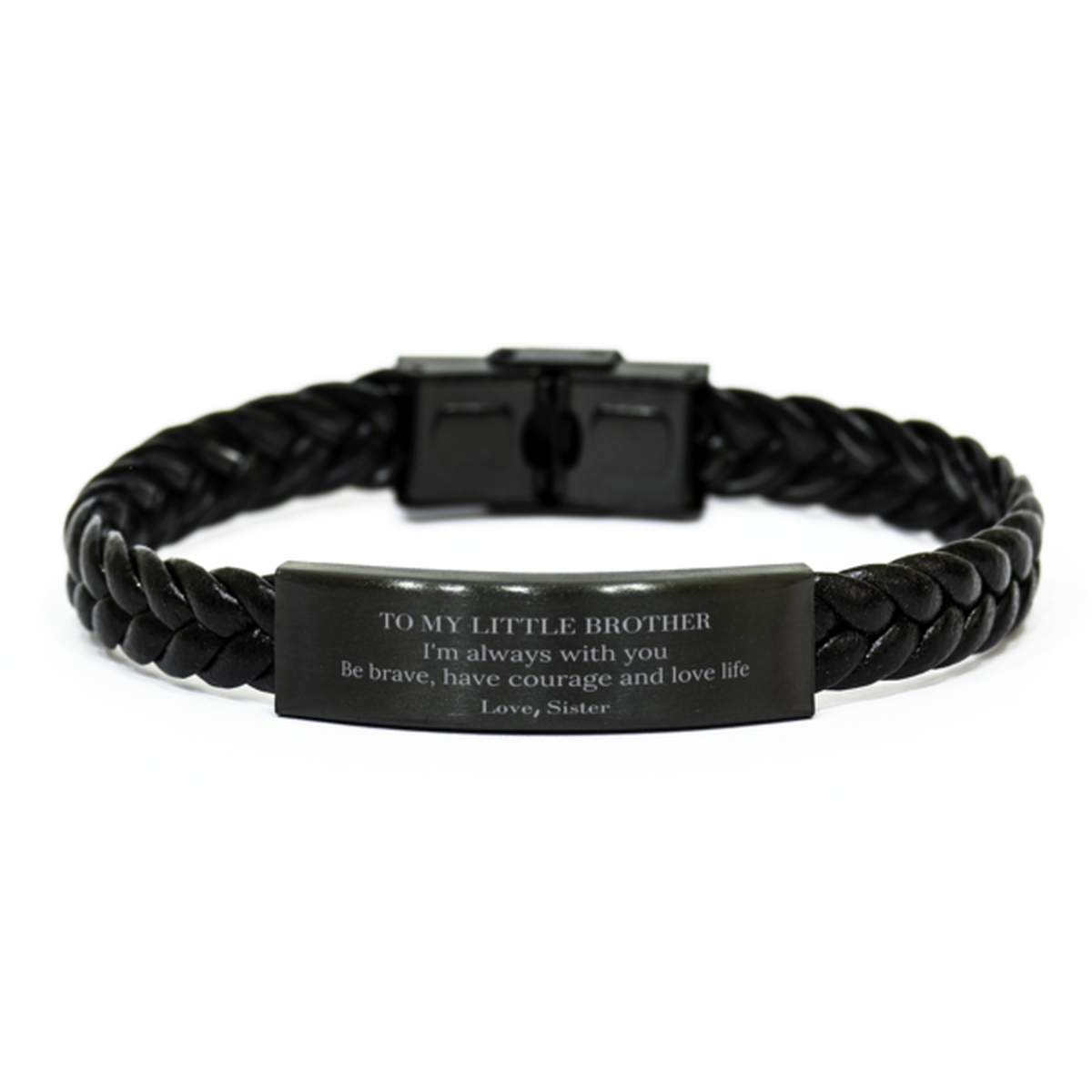 Little Brother Braided Leather Bracelet - I'm Always With You | Birthday Gift